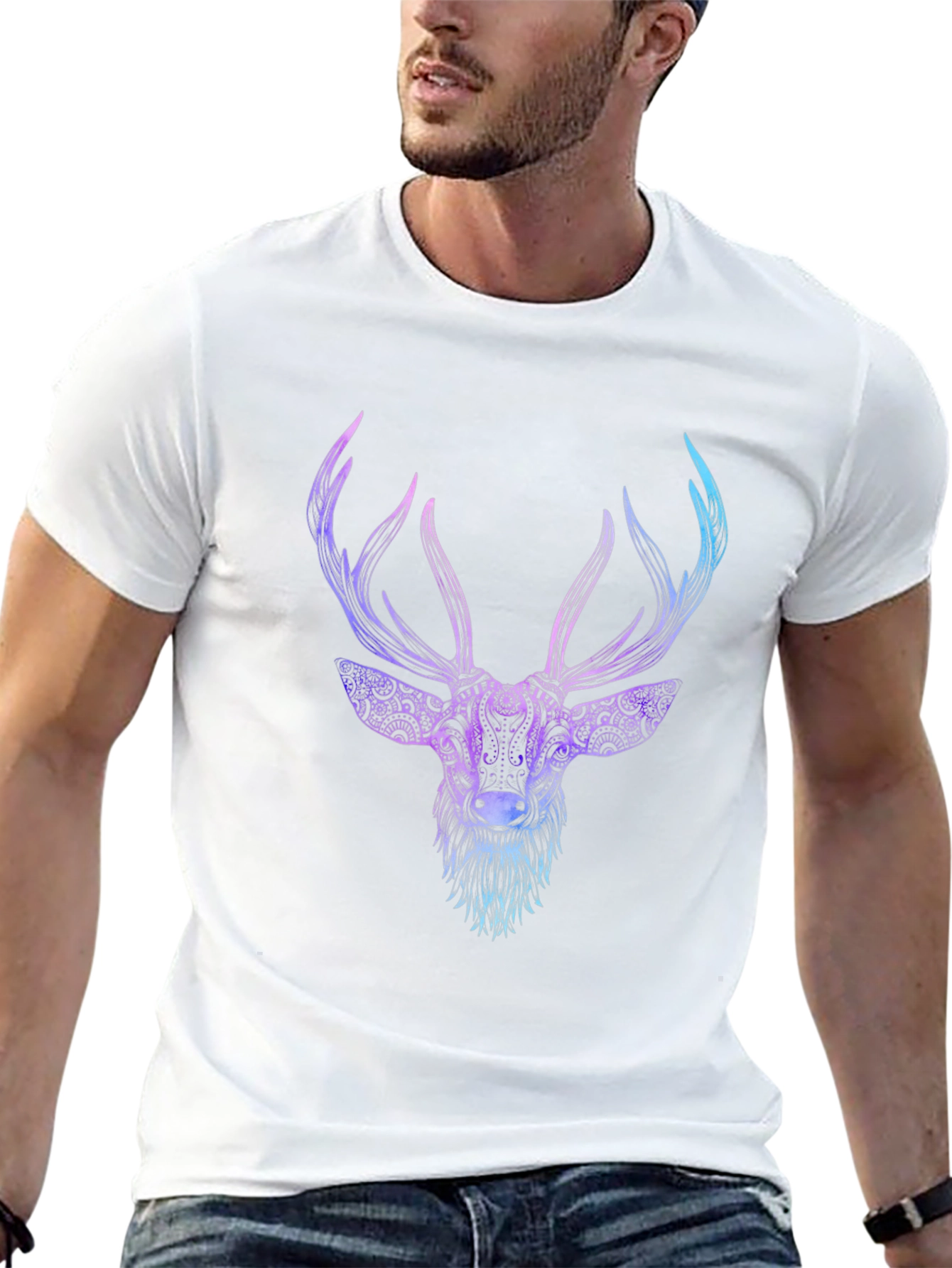 Deer Graphic Tee - Black Cotton Blend