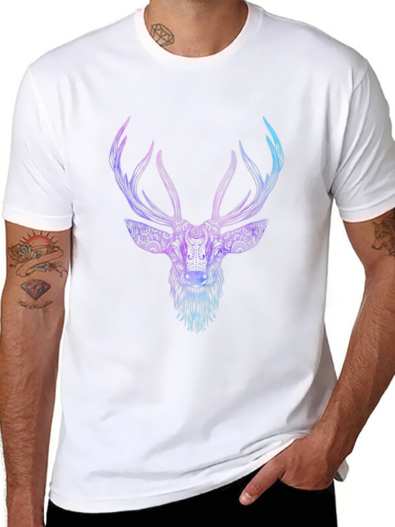 Deer Graphic Tee - Black Cotton Blend