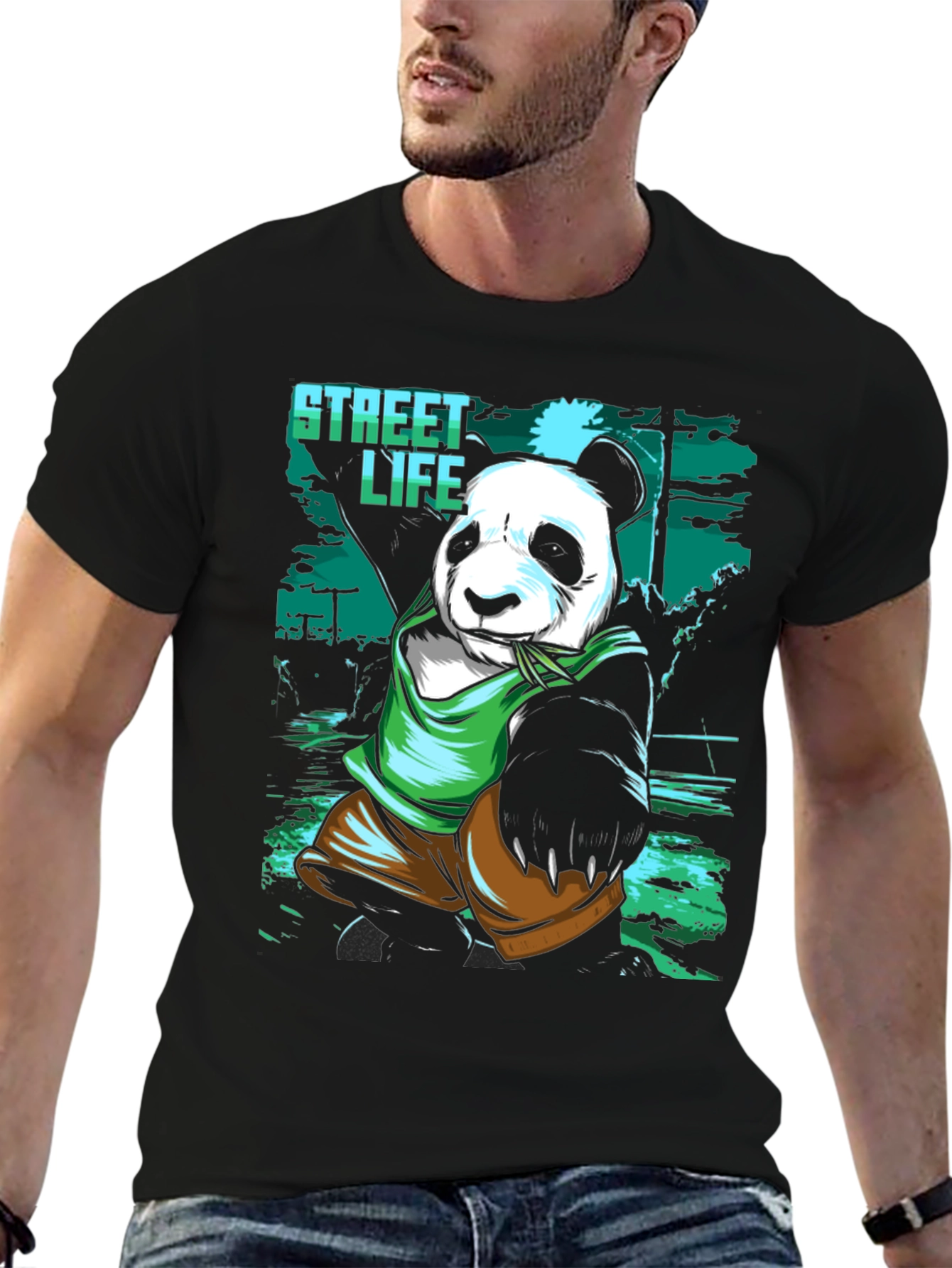 Street Life Panda Graphic T-Shirt