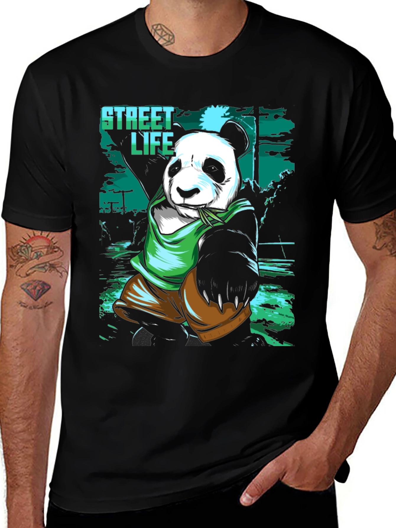 Street Life Panda Graphic T-Shirt