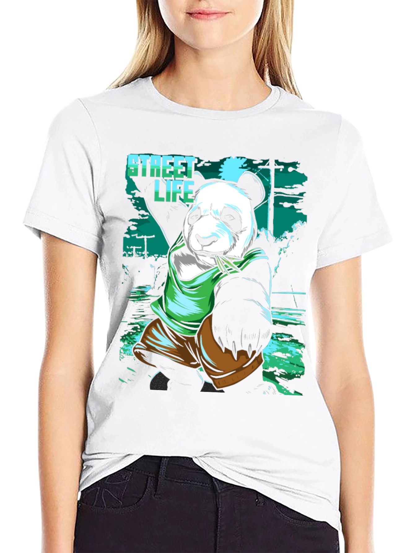 Street Life Panda Graphic T-Shirt