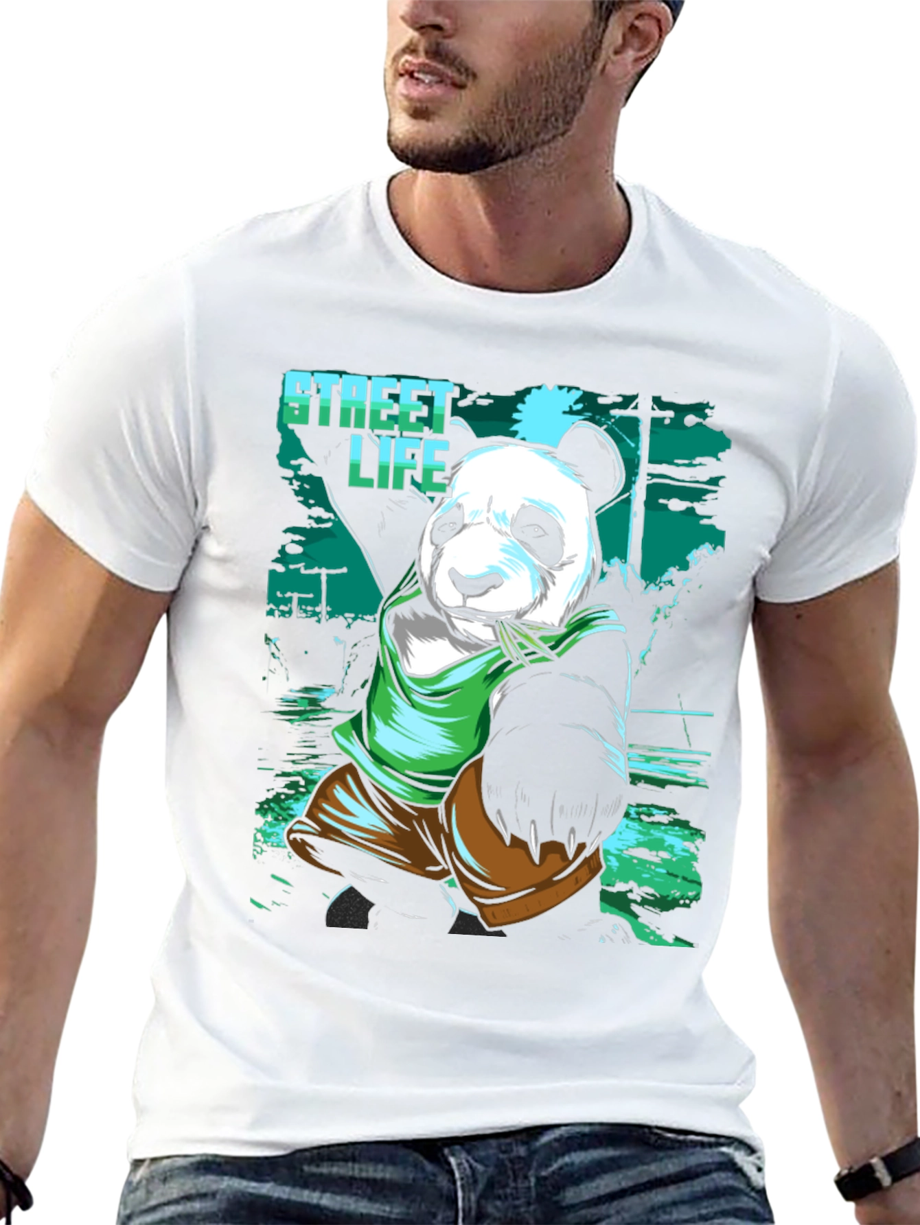 Street Life Panda Graphic T-Shirt
