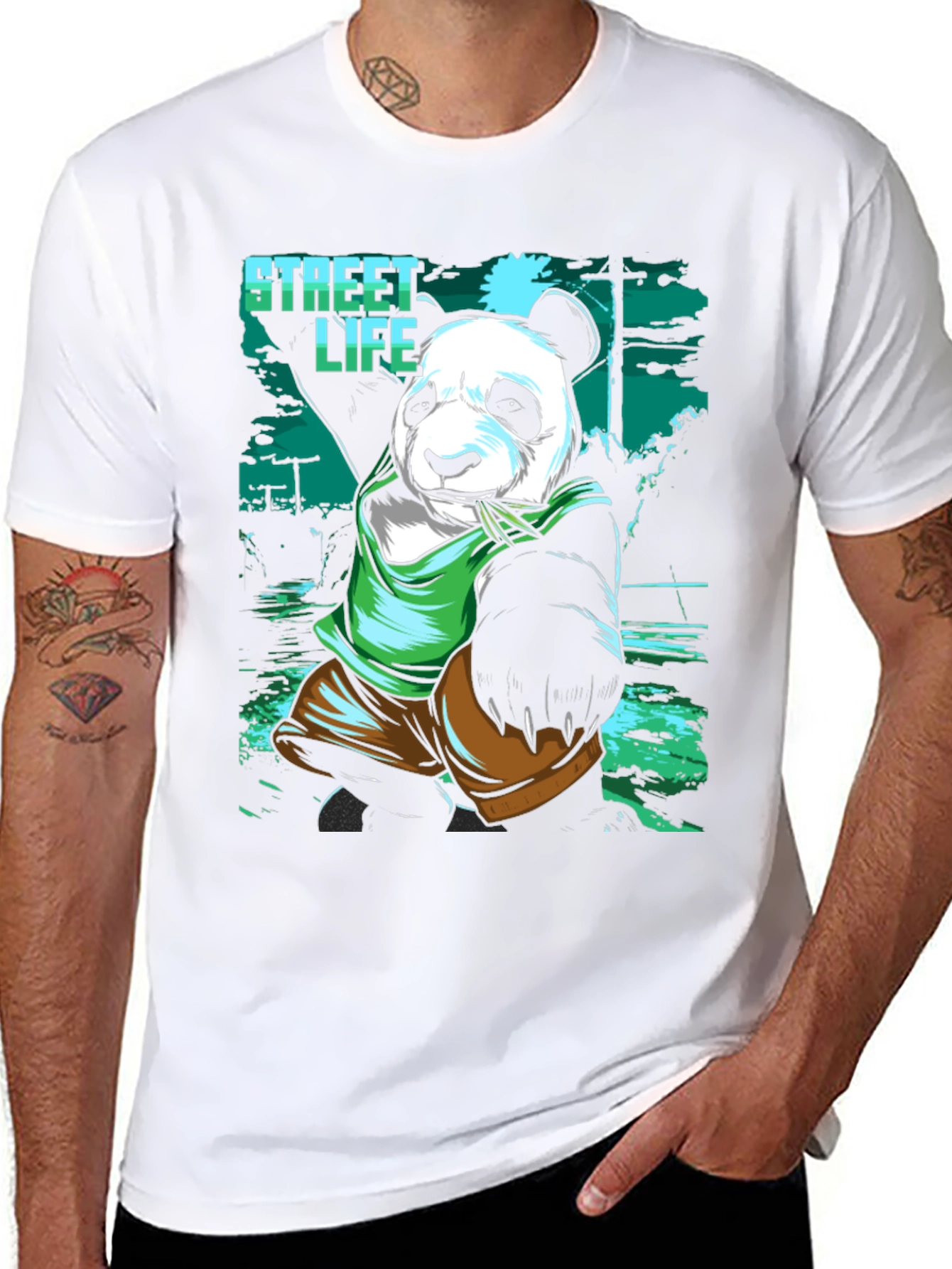 Street Life Panda Graphic T-Shirt