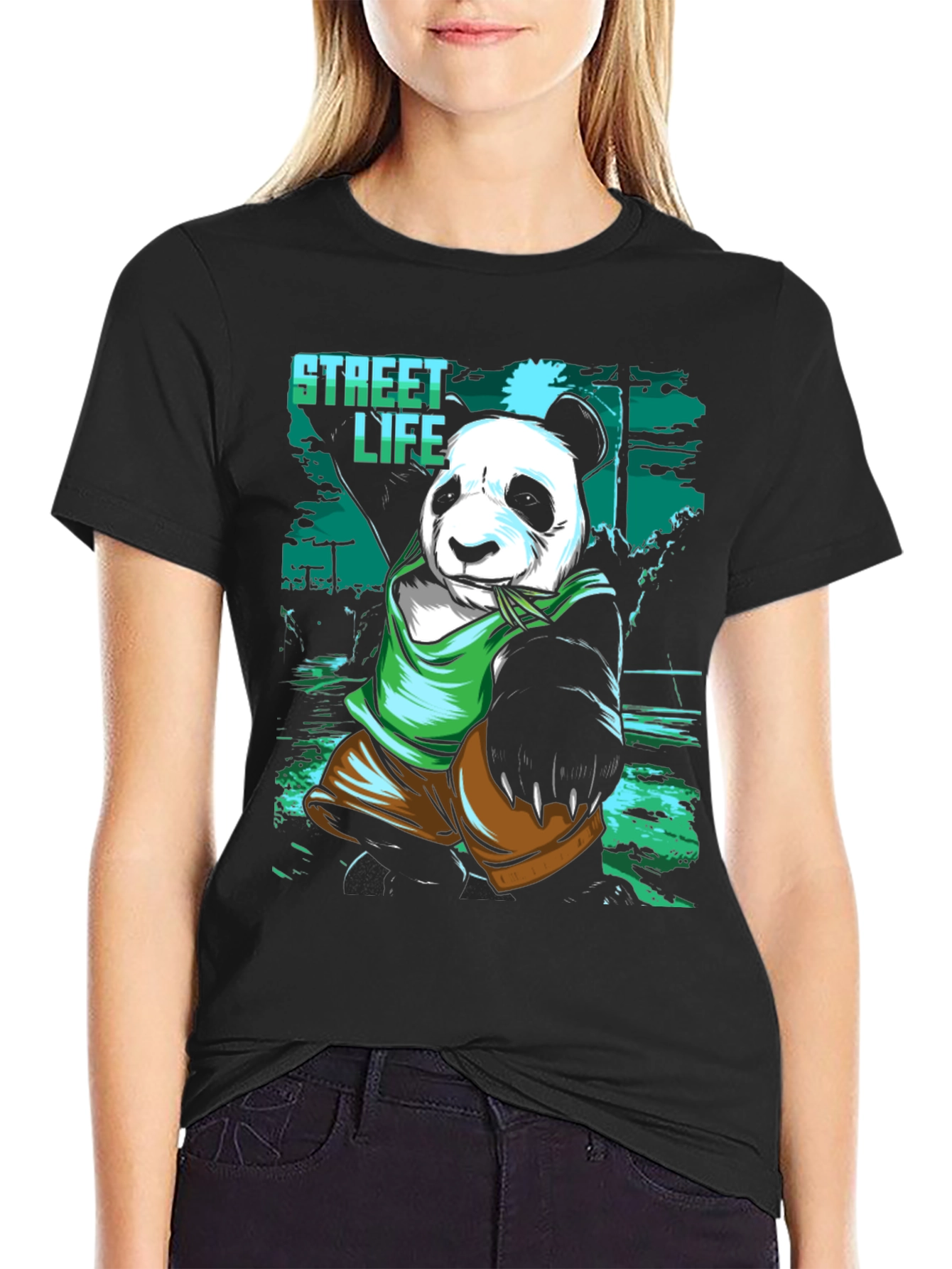 Street Life Panda Graphic T-Shirt