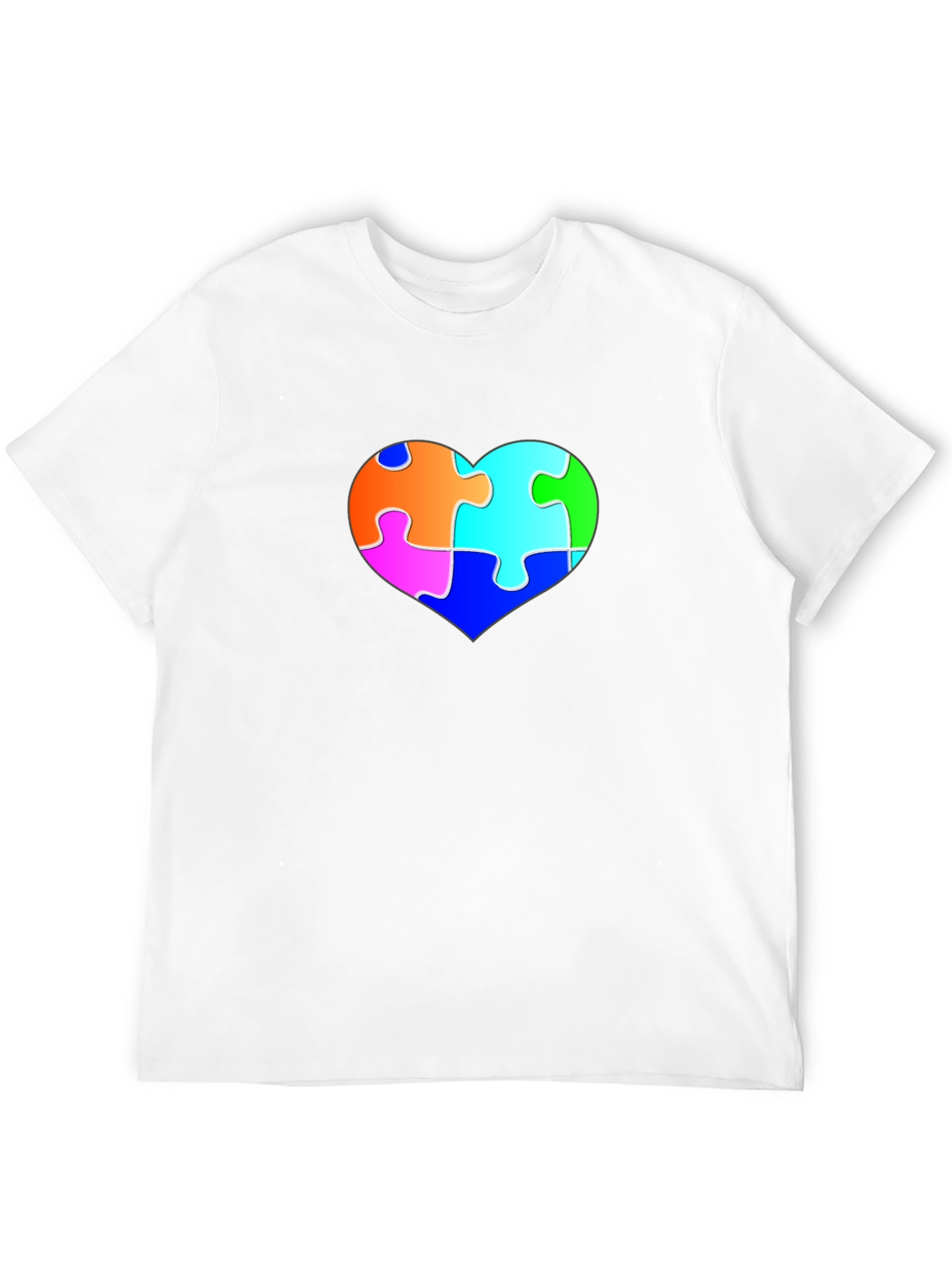 Autism Awareness Puzzle Heart Black Tee
