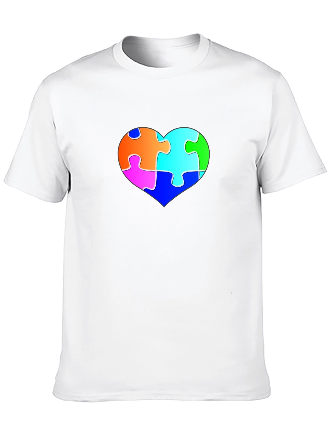 Autism Awareness Puzzle Heart Black Tee