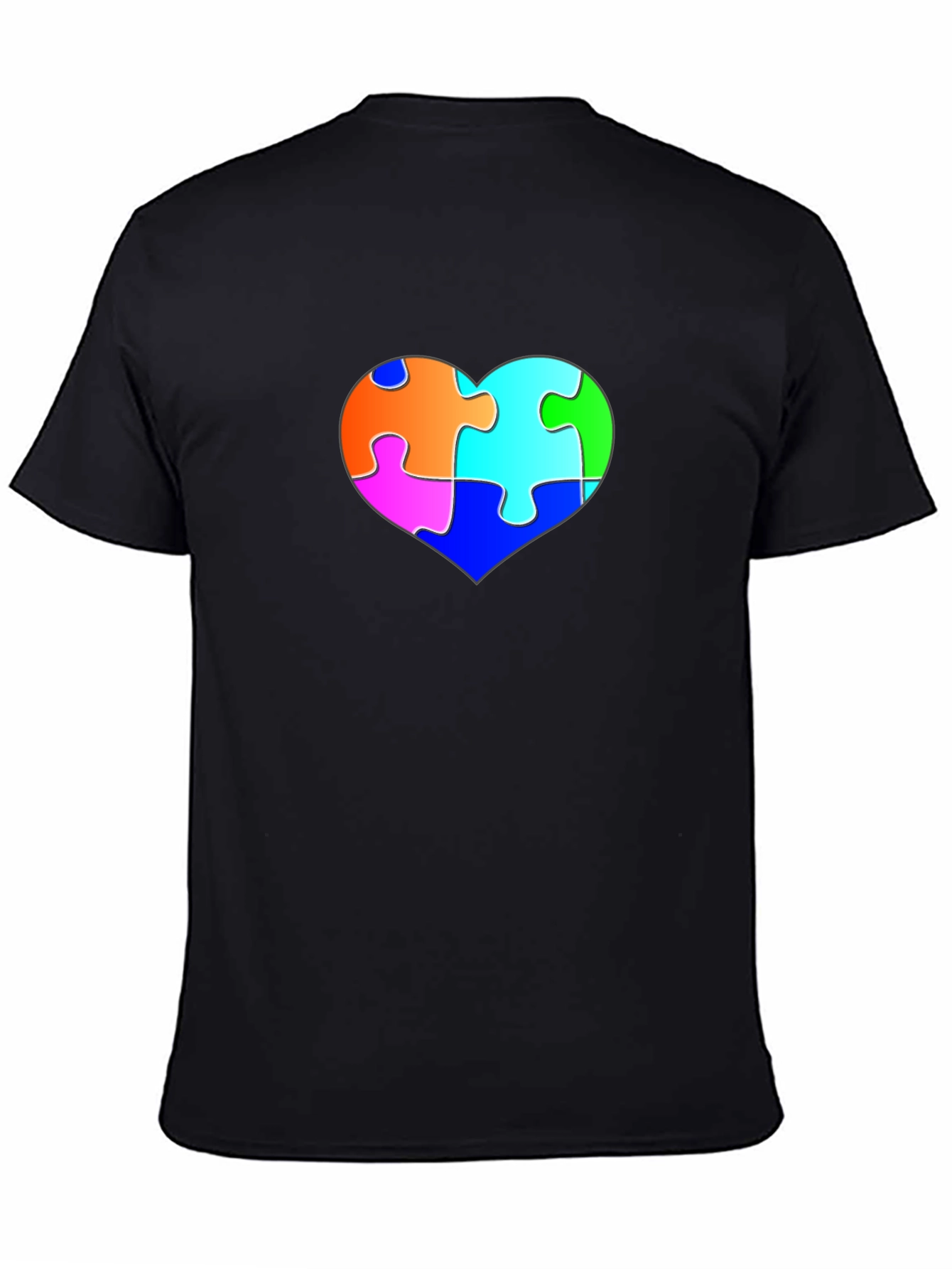 Autism Awareness Puzzle Heart Black Tee