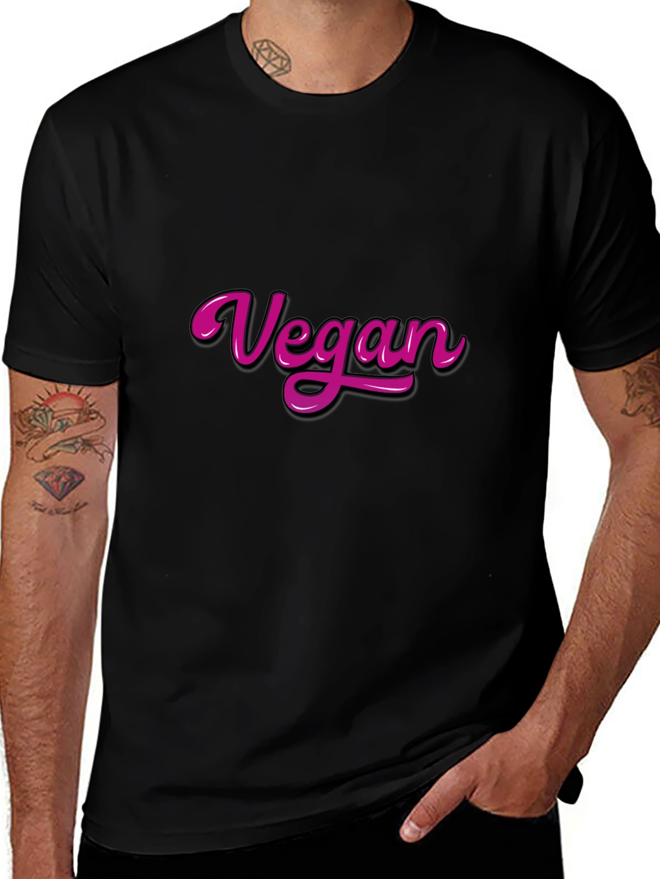 Vegan T-Shirt - Bold Pink Vegan Graphic Tee