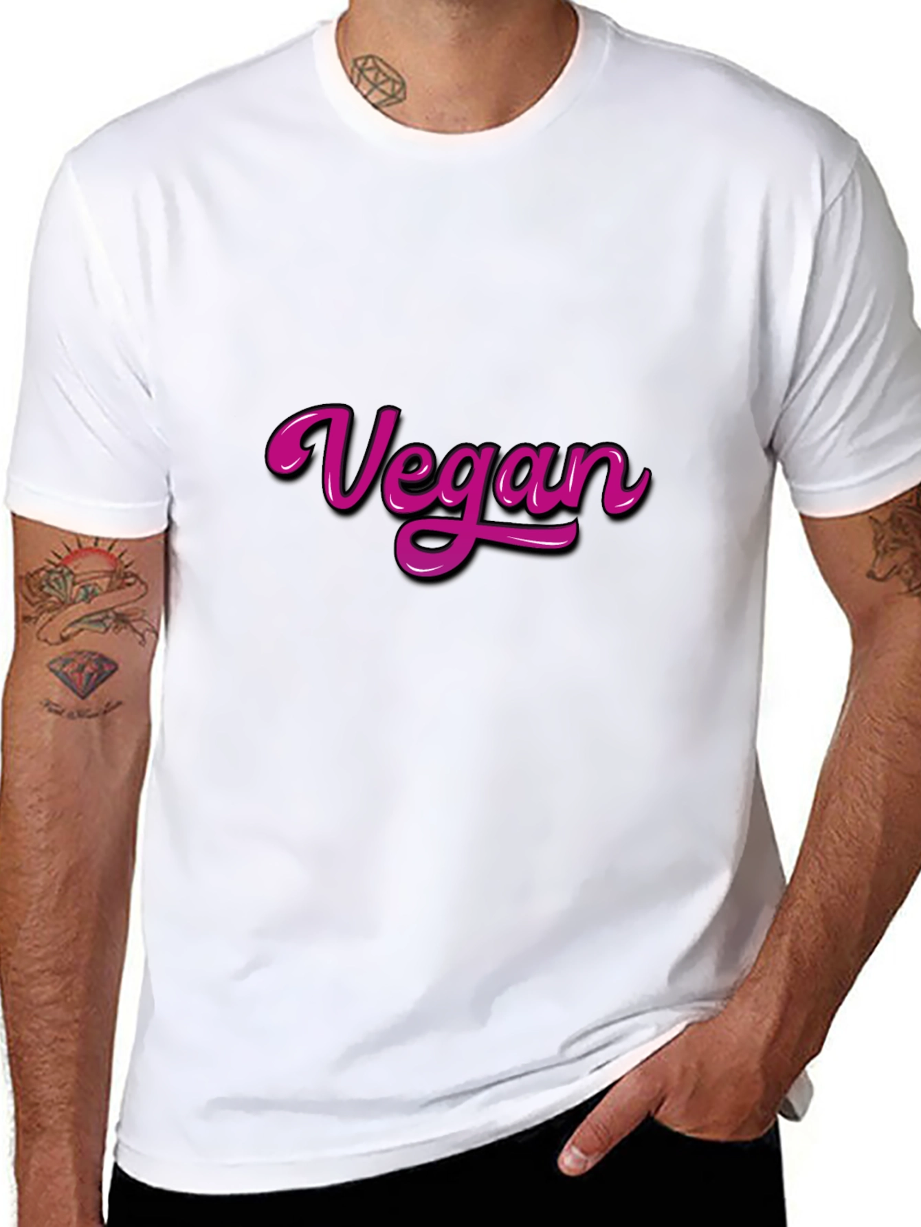 Vegan T-Shirt - Bold Pink Vegan Graphic Tee
