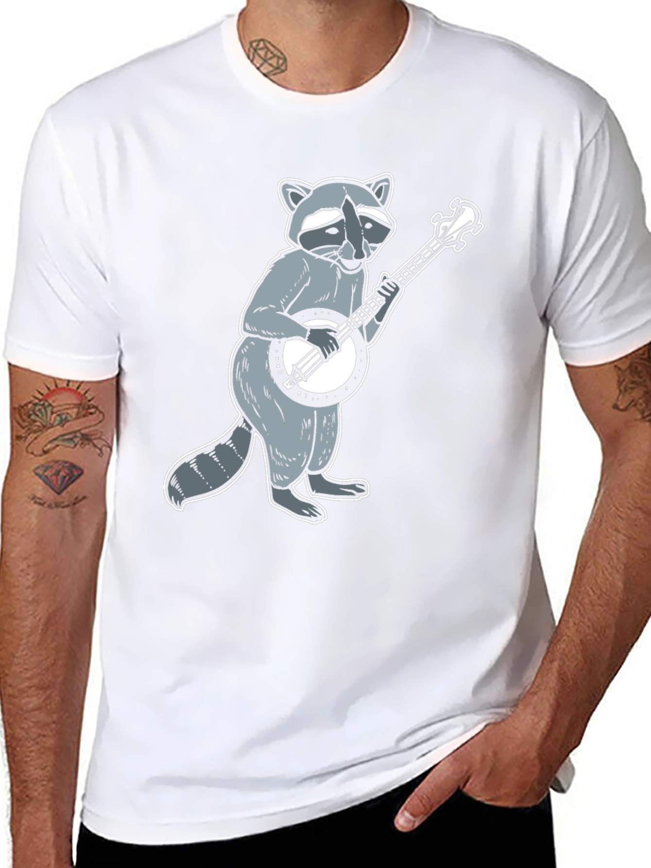 Raccoon Banjo Player Graphic Tee