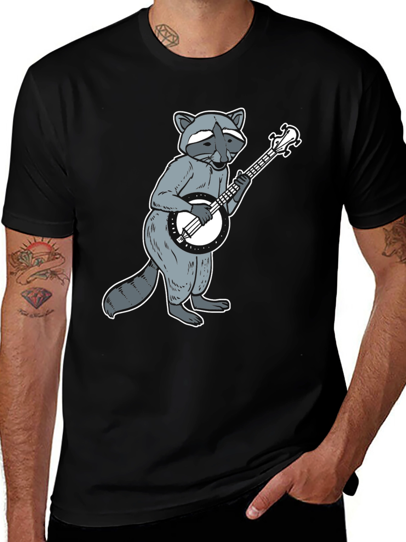Raccoon Banjo Player Graphic Tee