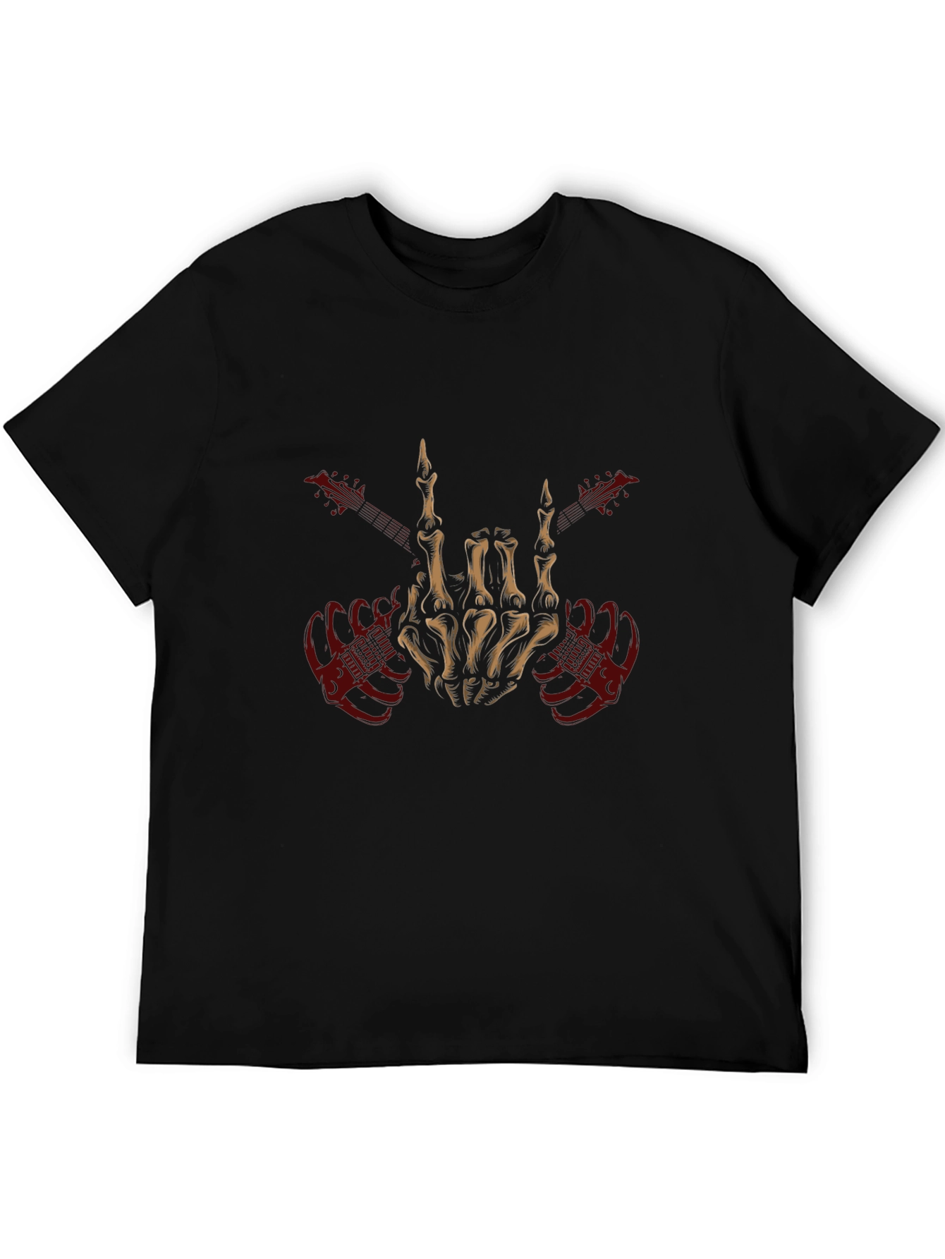 Rock On Skeleton Hand Guitar T-Shirt