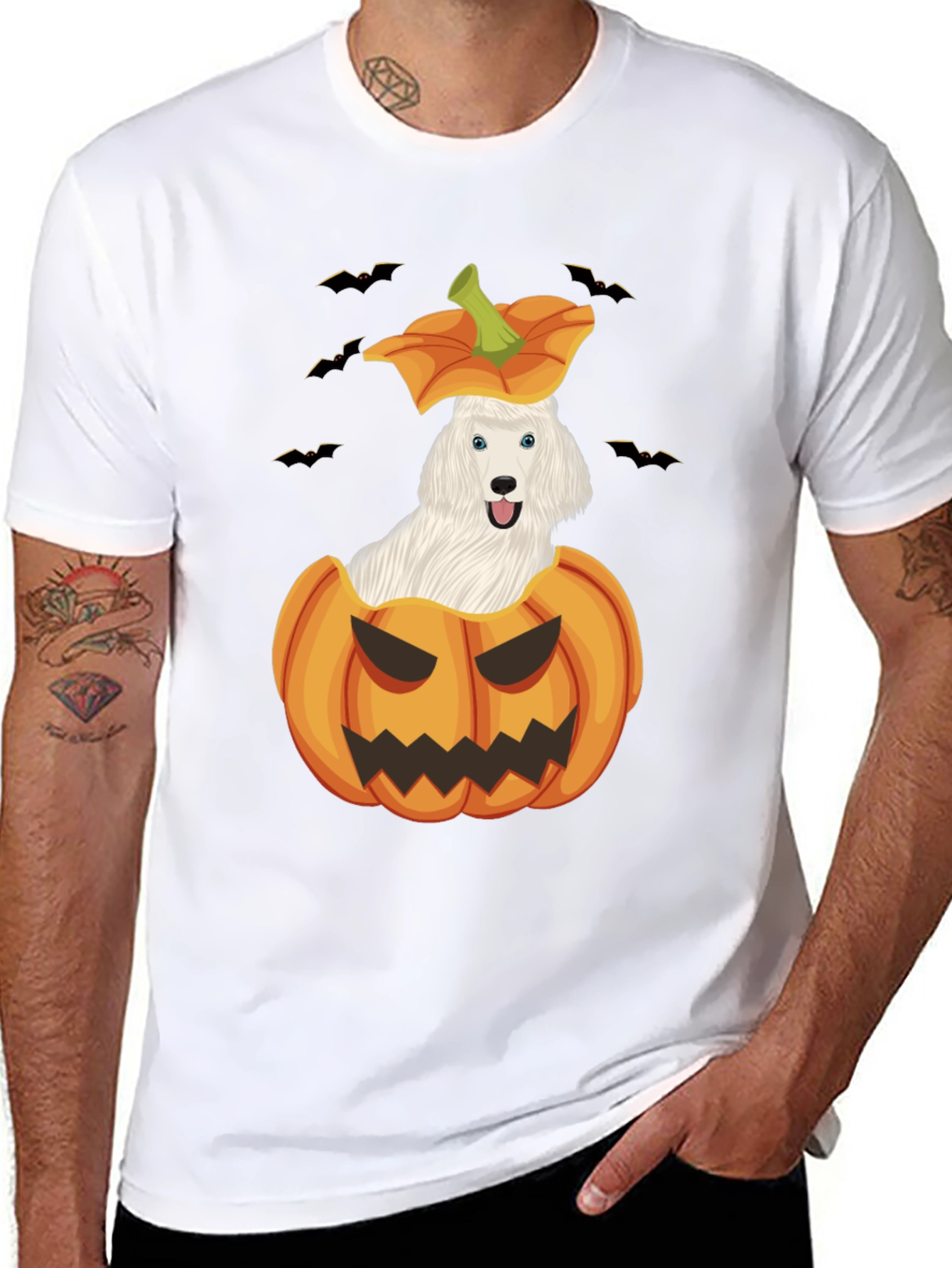 Halloween Dog in Pumpkin T-Shirt