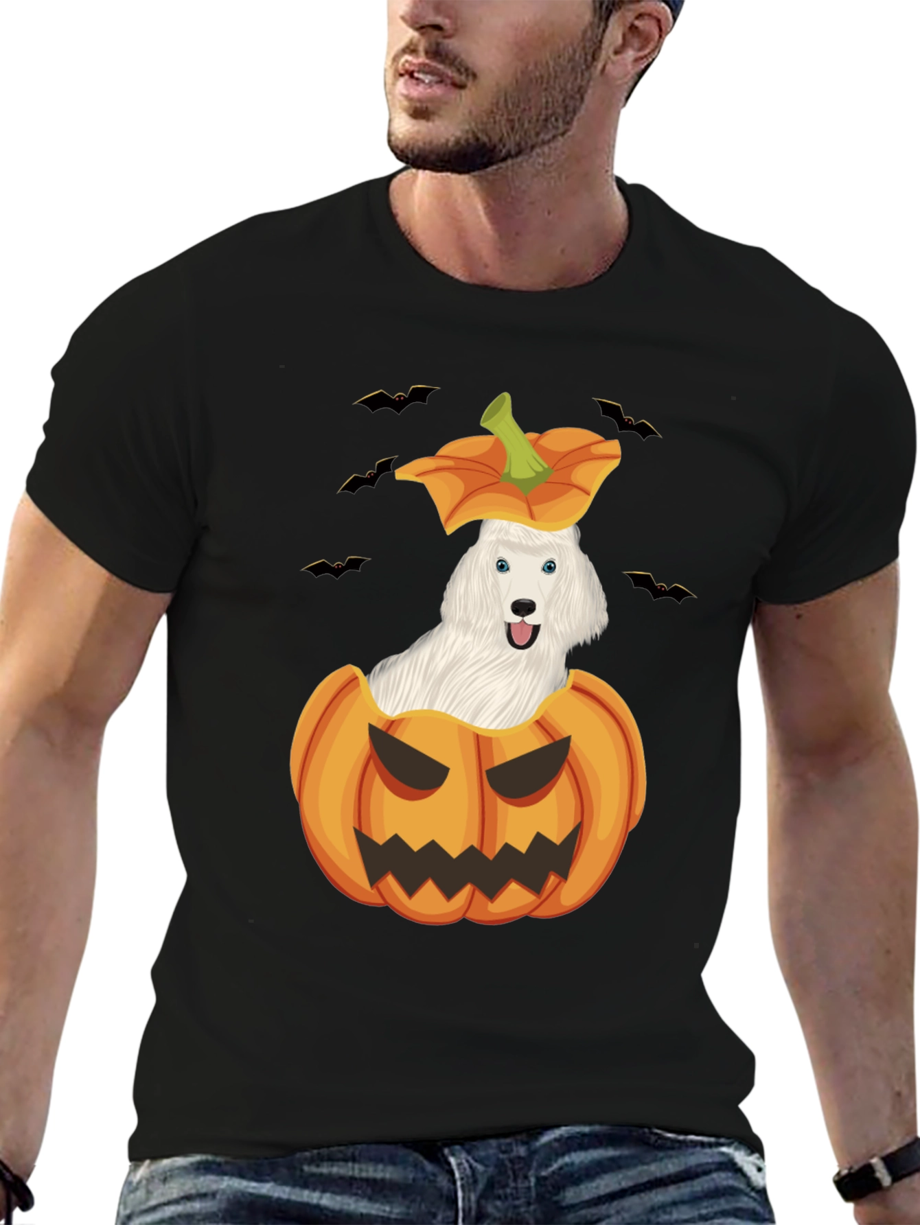 Halloween Dog in Pumpkin T-Shirt