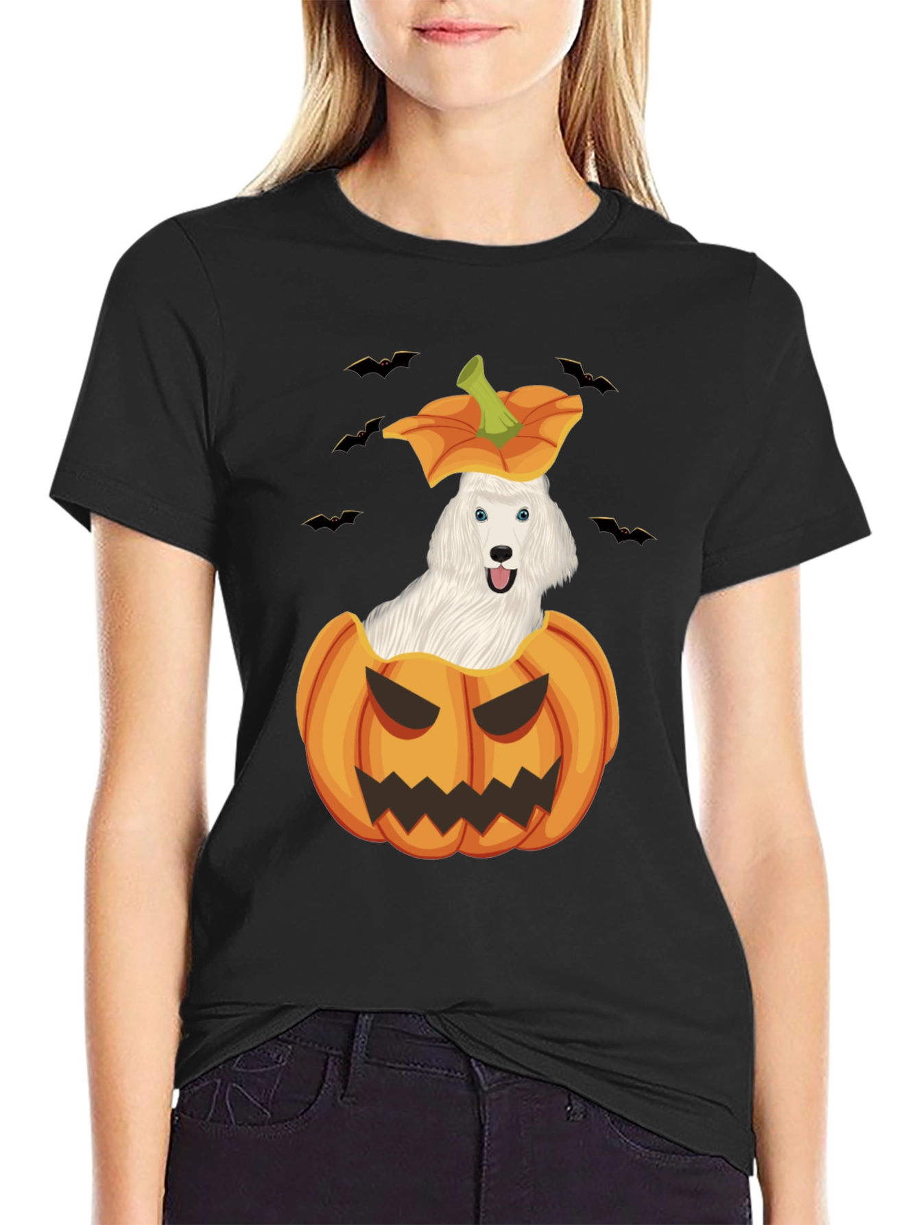 Halloween Dog in Pumpkin T-Shirt