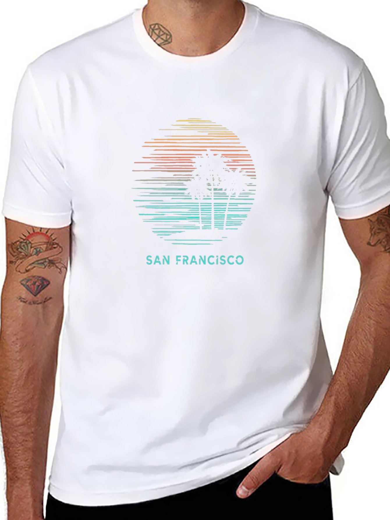 San Francisco Sunset Graphic Tee - Mens Black T-Shirt
