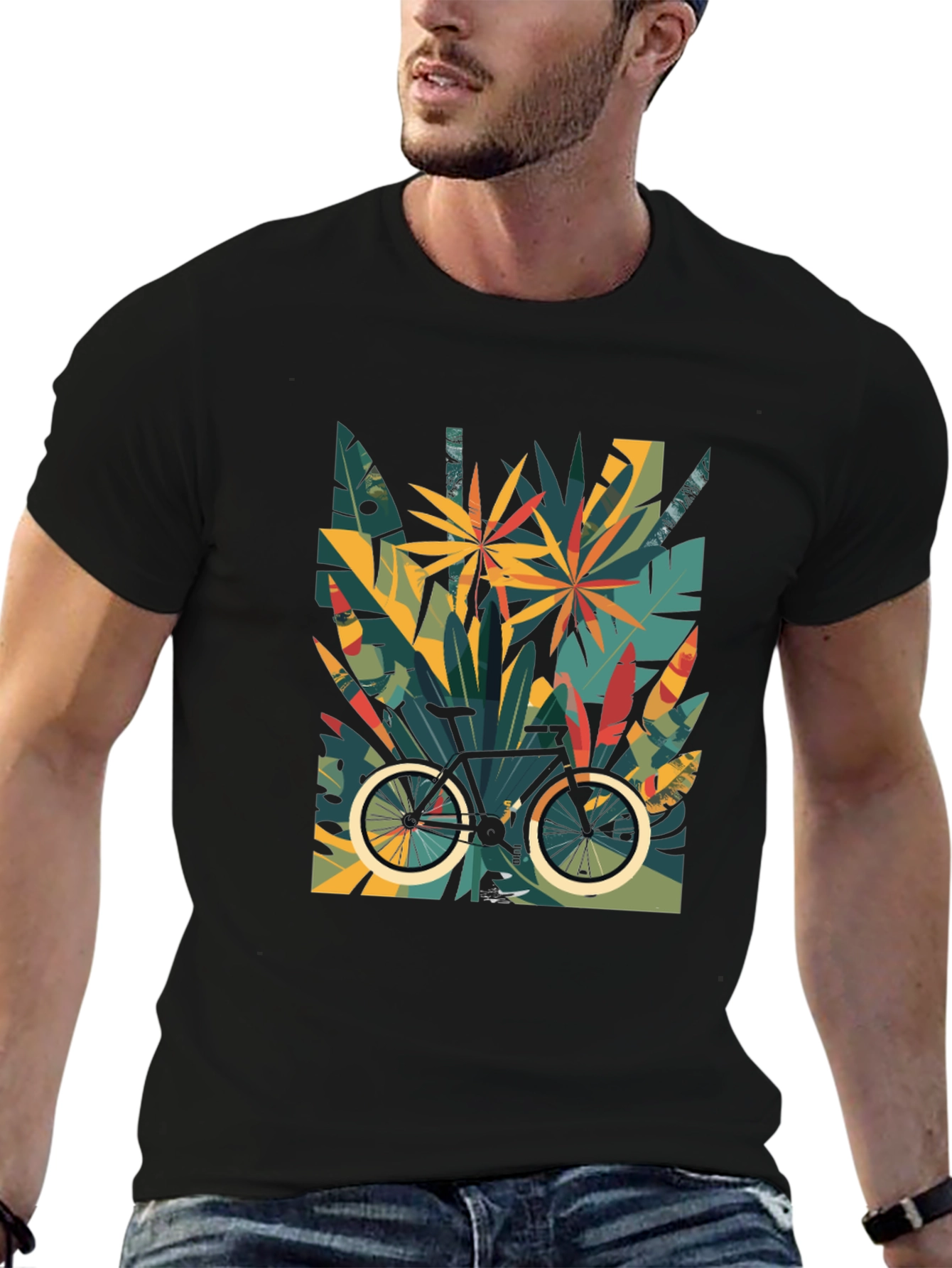 Tropical Bike Graphic Tee - Stylish Comfort