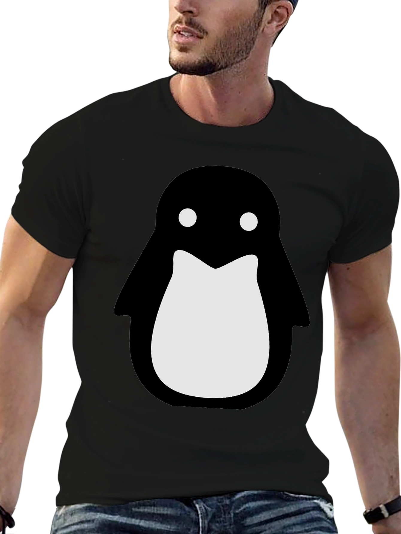 Penguin Graphic Black T-Shirt - Stylish Crew Neck Tee