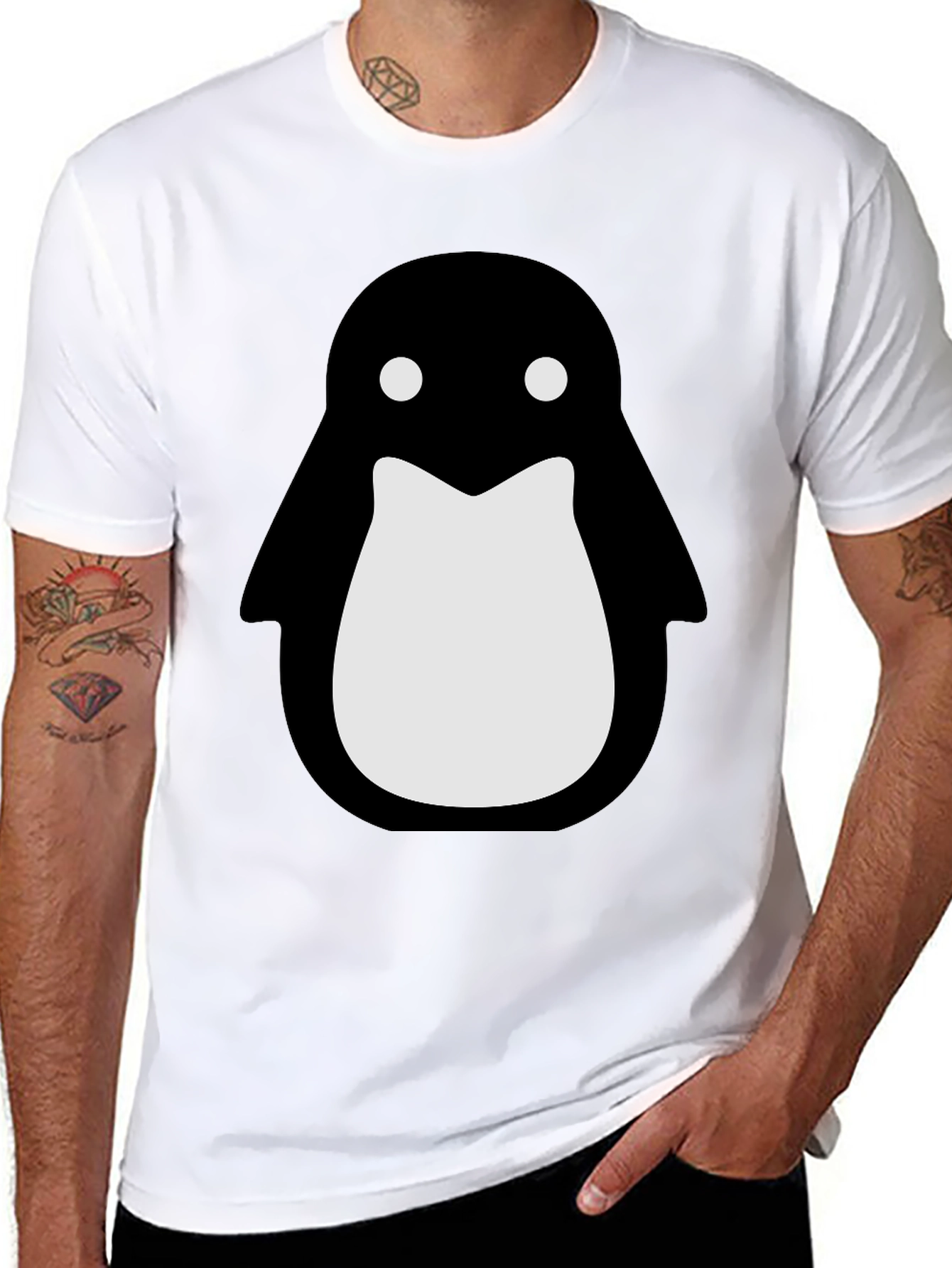 Penguin Graphic Black T-Shirt - Stylish Crew Neck Tee