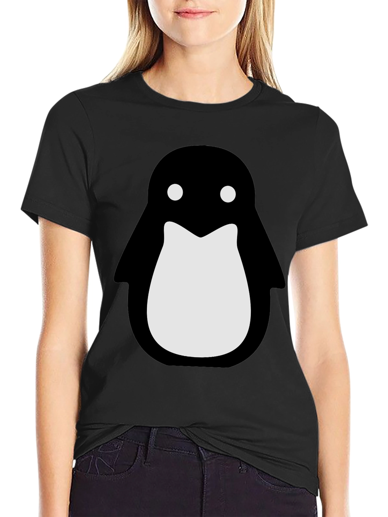 Penguin Graphic Black T-Shirt - Stylish Crew Neck Tee