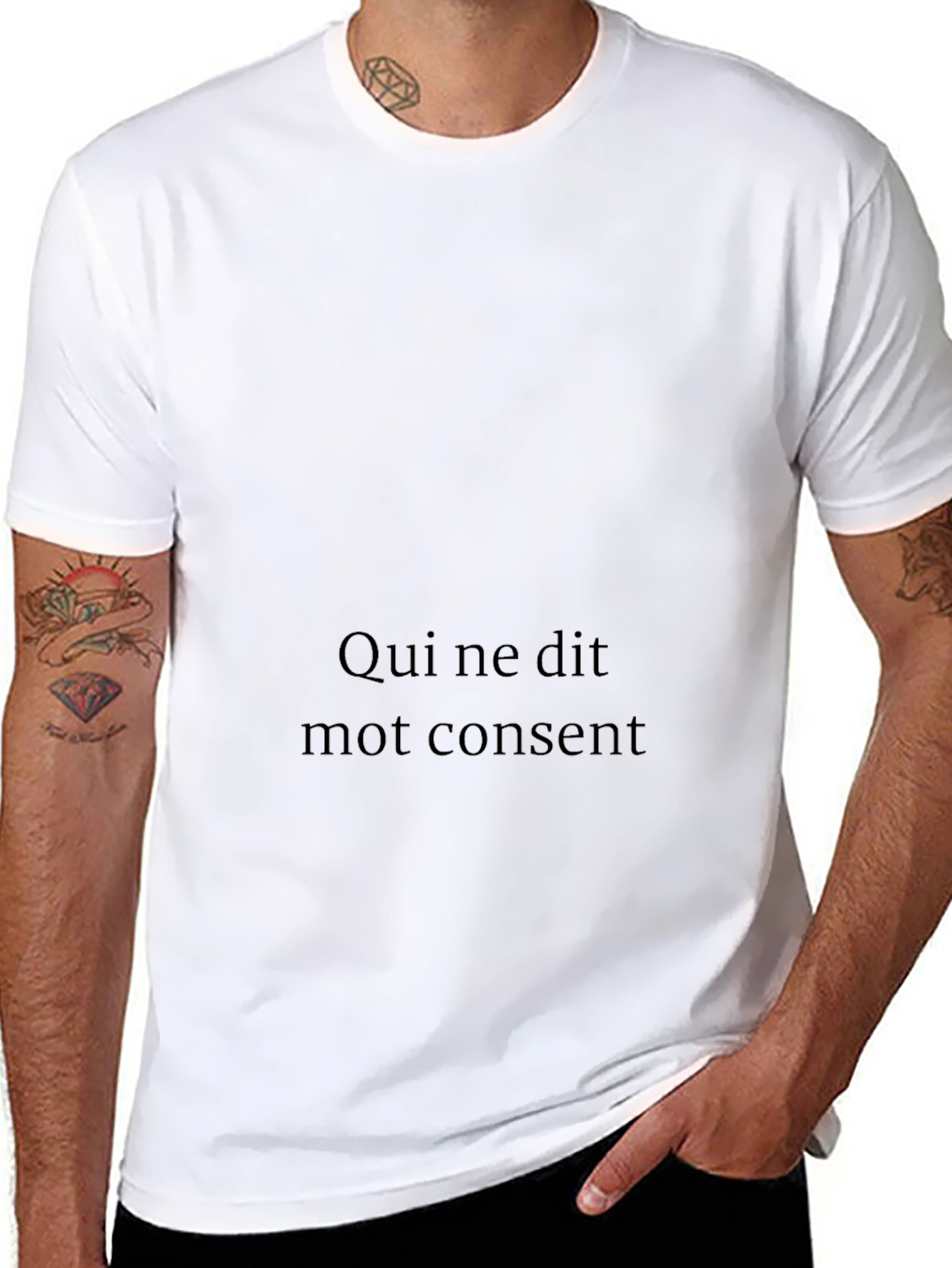 Black T-Shirt - Qui ne dit mot consent Design