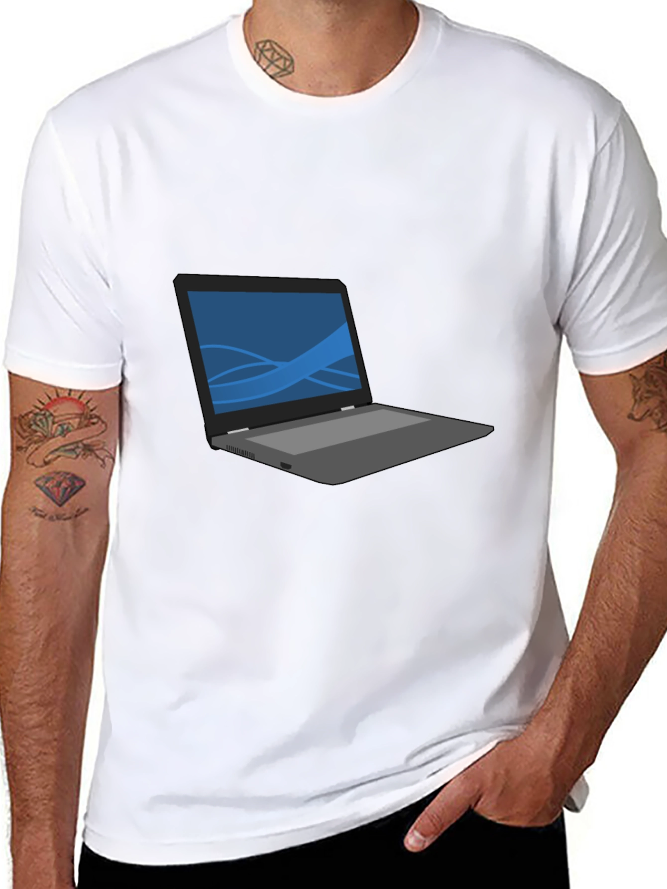 Laptop Graphic T-Shirt - Casual Style
