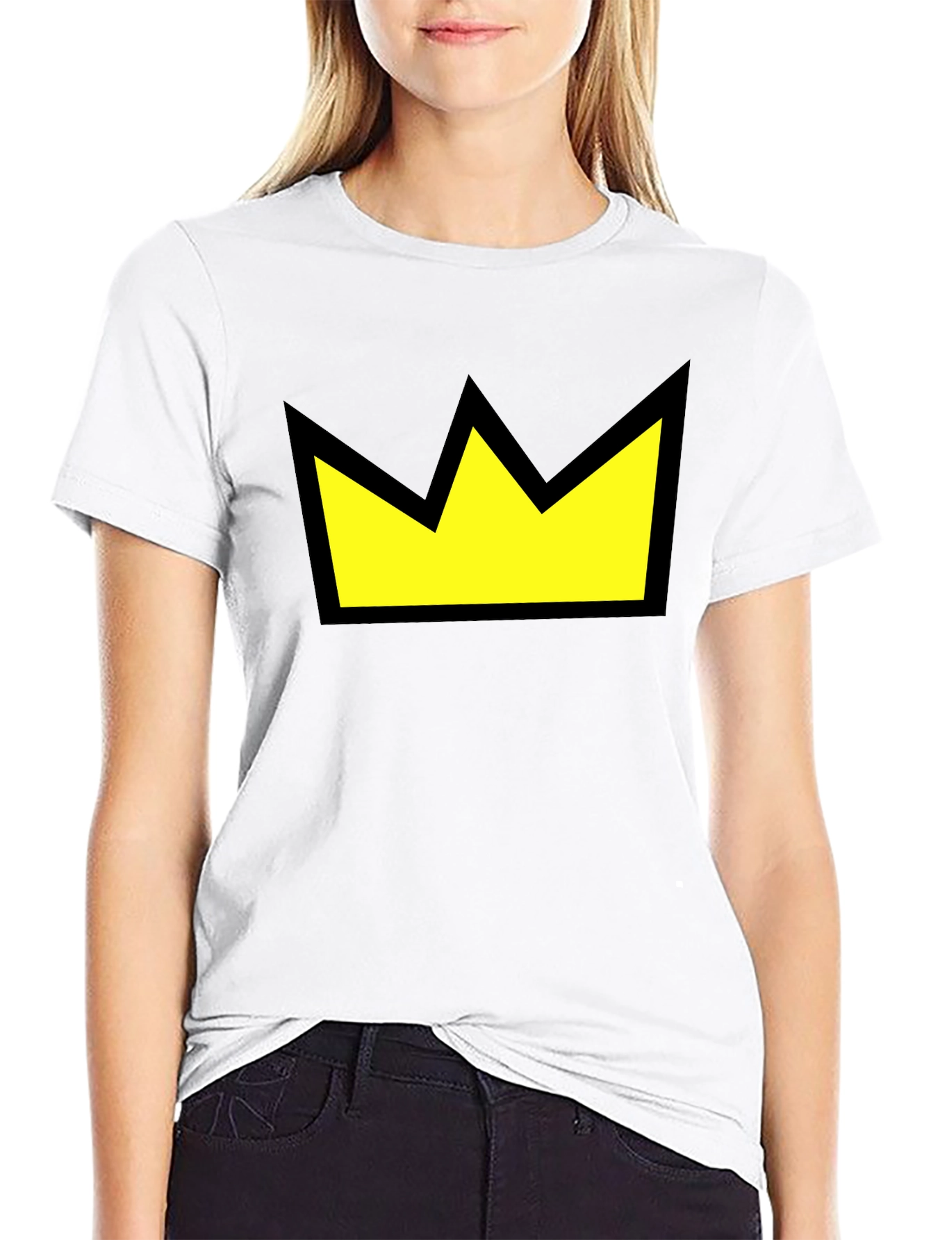 Crown Graphic Tee - Black Cotton Casual Wear