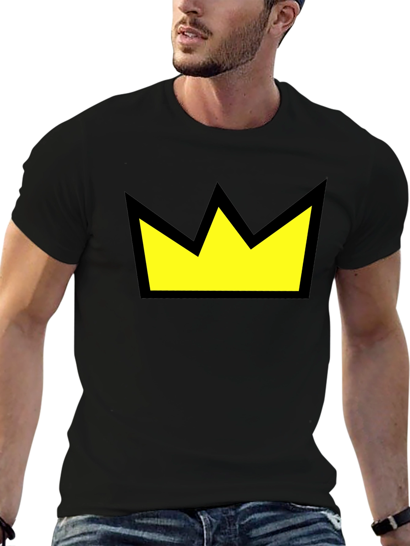 Crown Graphic Tee - Black Cotton Casual Wear