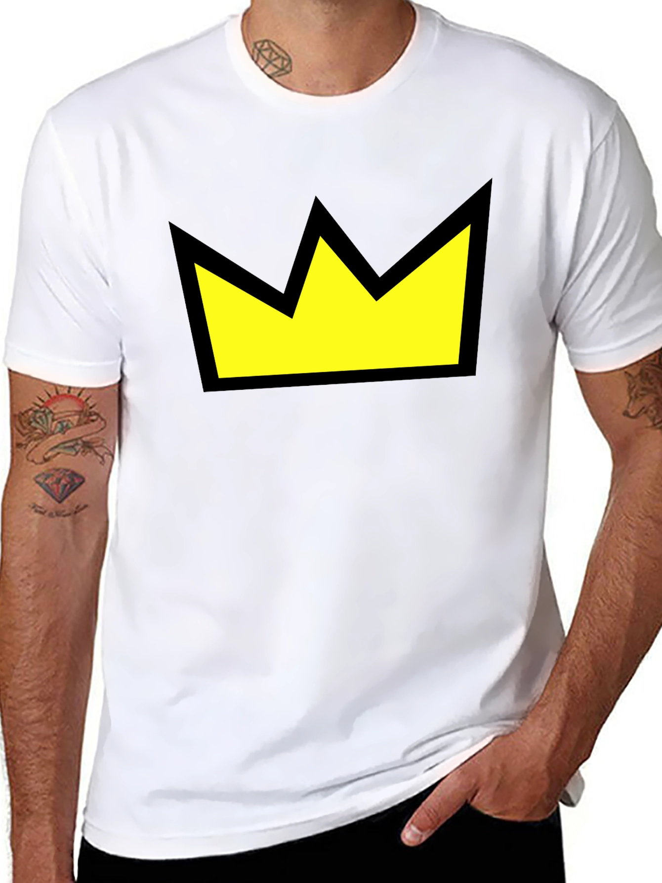 Crown Graphic Tee - Black Cotton Casual Wear