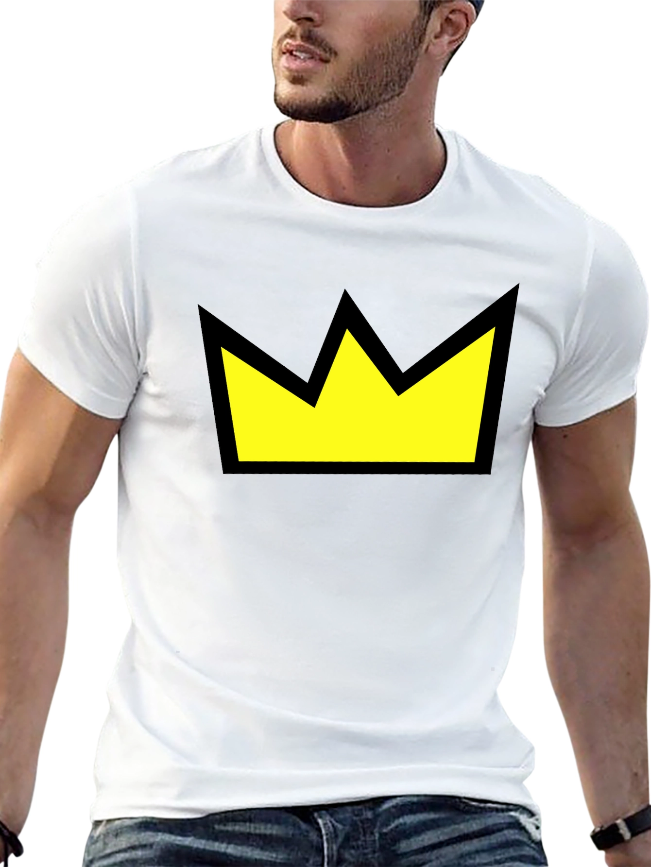 Crown Graphic Tee - Black Cotton Casual Wear