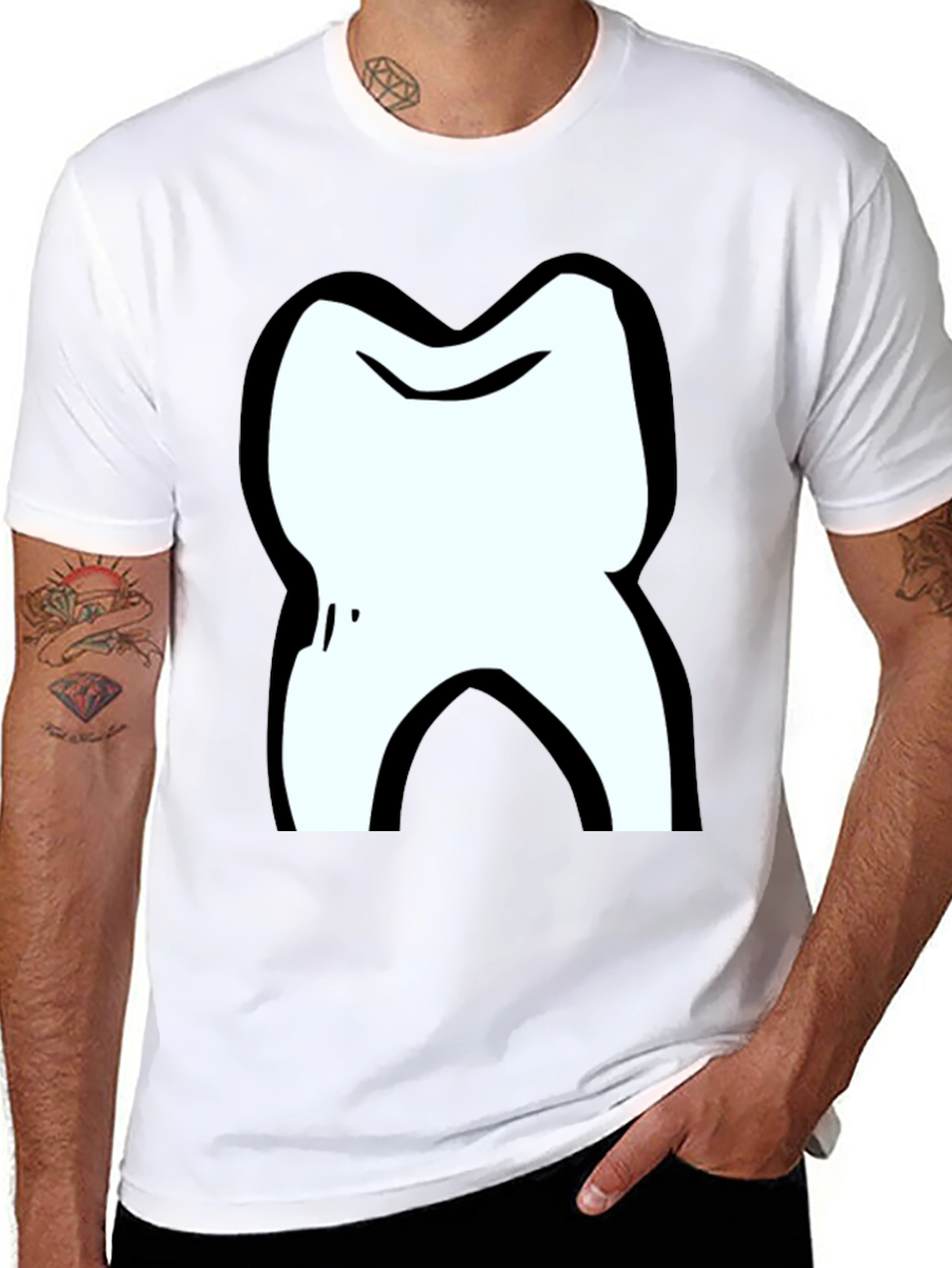 Cartoon Tooth Black T-Shirt