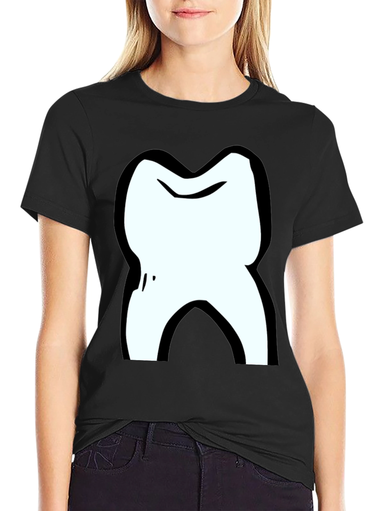 Cartoon Tooth Black T-Shirt