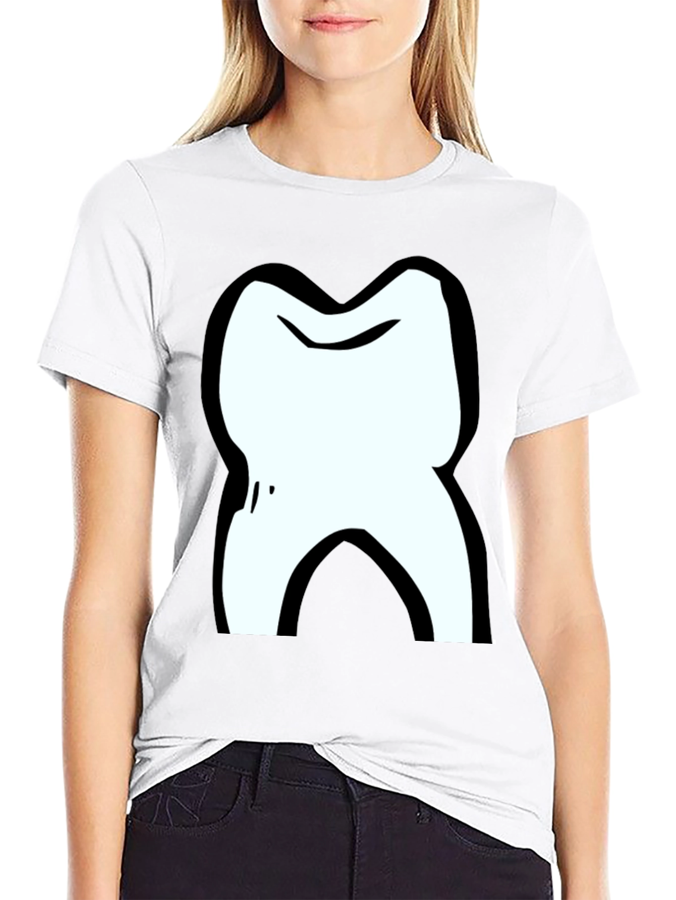 Cartoon Tooth Black T-Shirt
