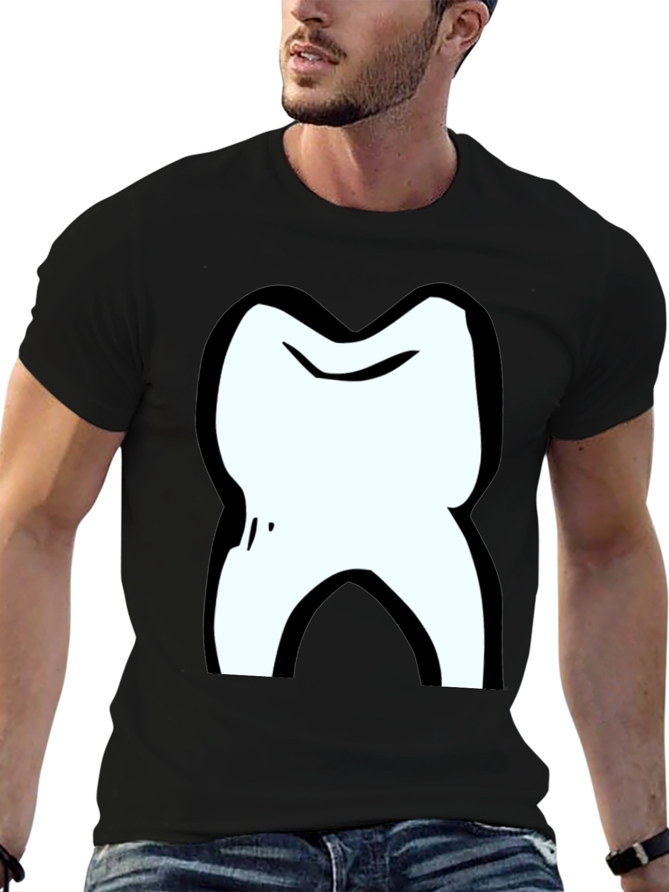 Cartoon Tooth Black T-Shirt