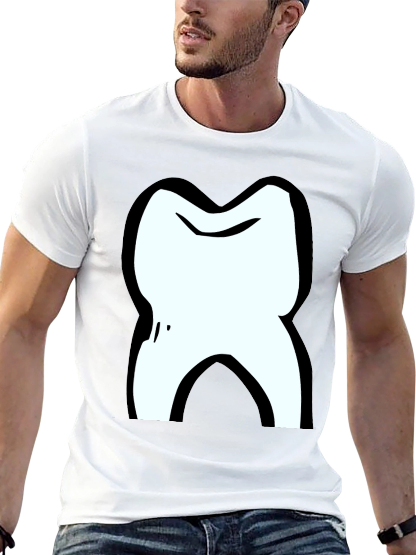 Cartoon Tooth Black T-Shirt