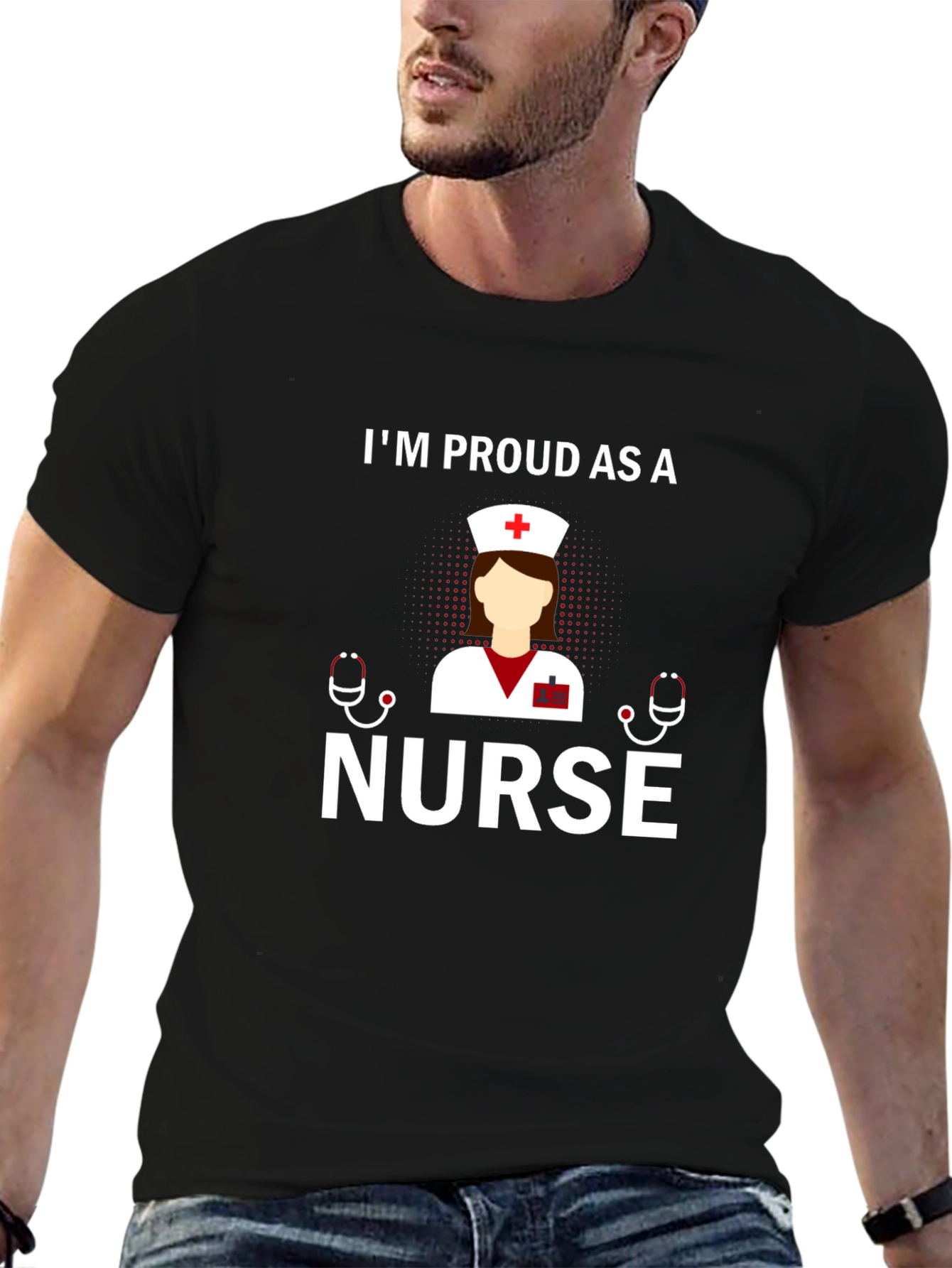 Proud Nurse Graphic T-Shirt - Black Cotton Tee