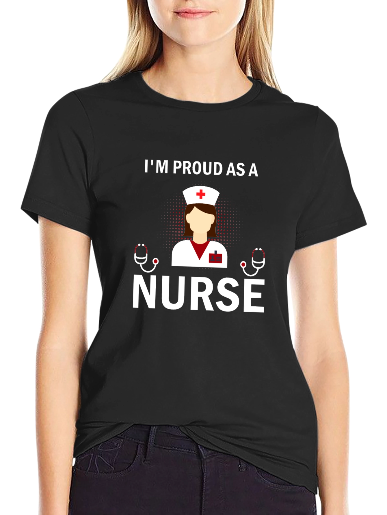 Proud Nurse Graphic T-Shirt - Black Cotton Tee