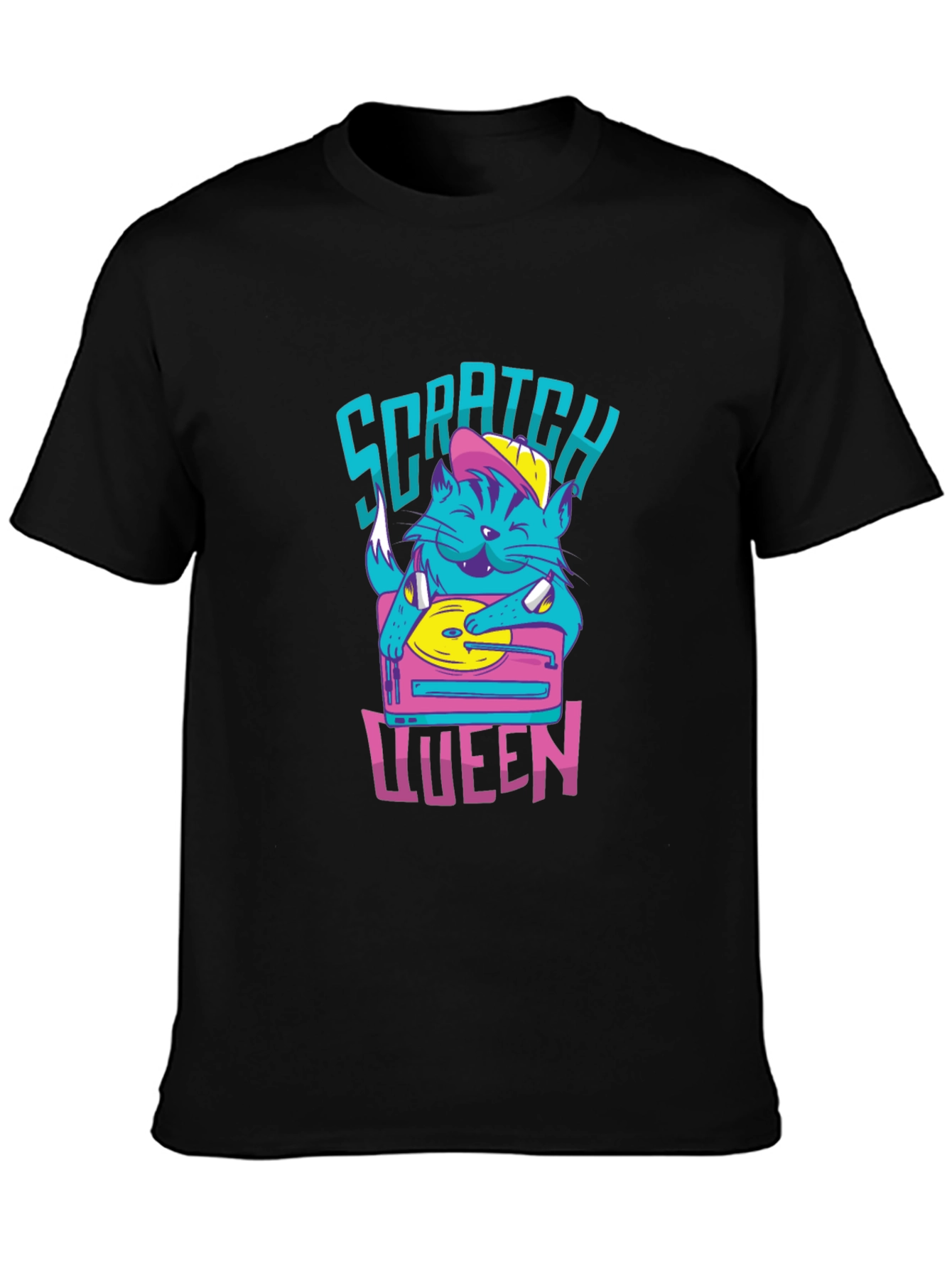 Scratch Queen Cat DJ Graphic T-Shirt