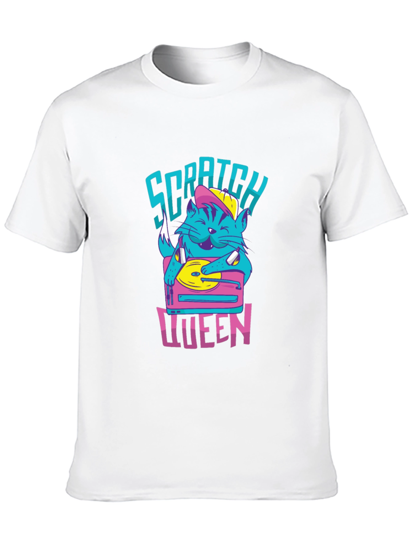 Scratch Queen Cat DJ Graphic T-Shirt