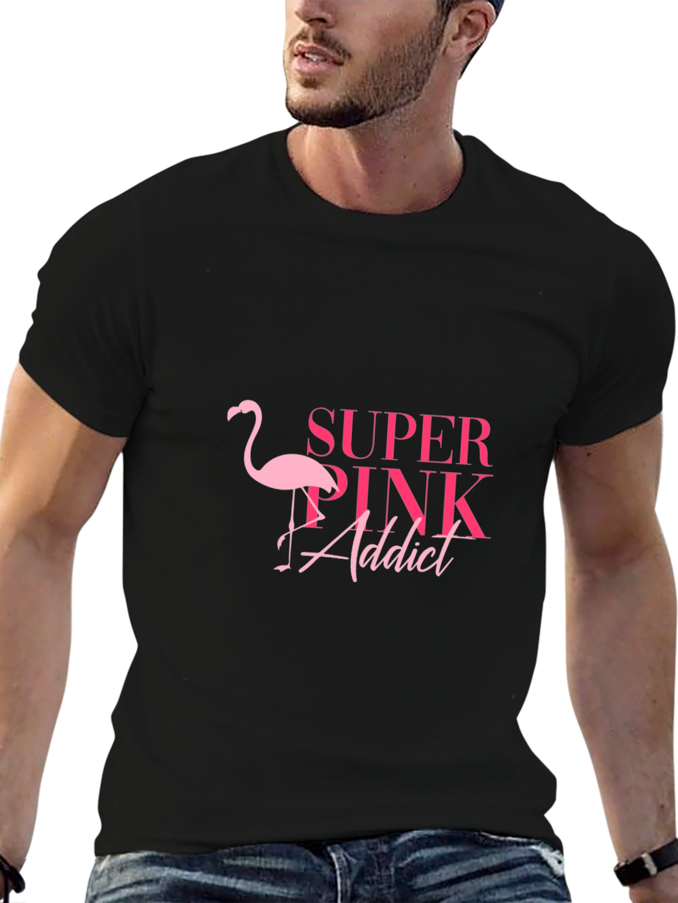 Super Pink Addict Black T-Shirt