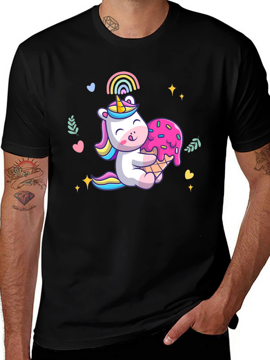 Unicorn Ice Cream T-Shirt - Black Cotton Tee