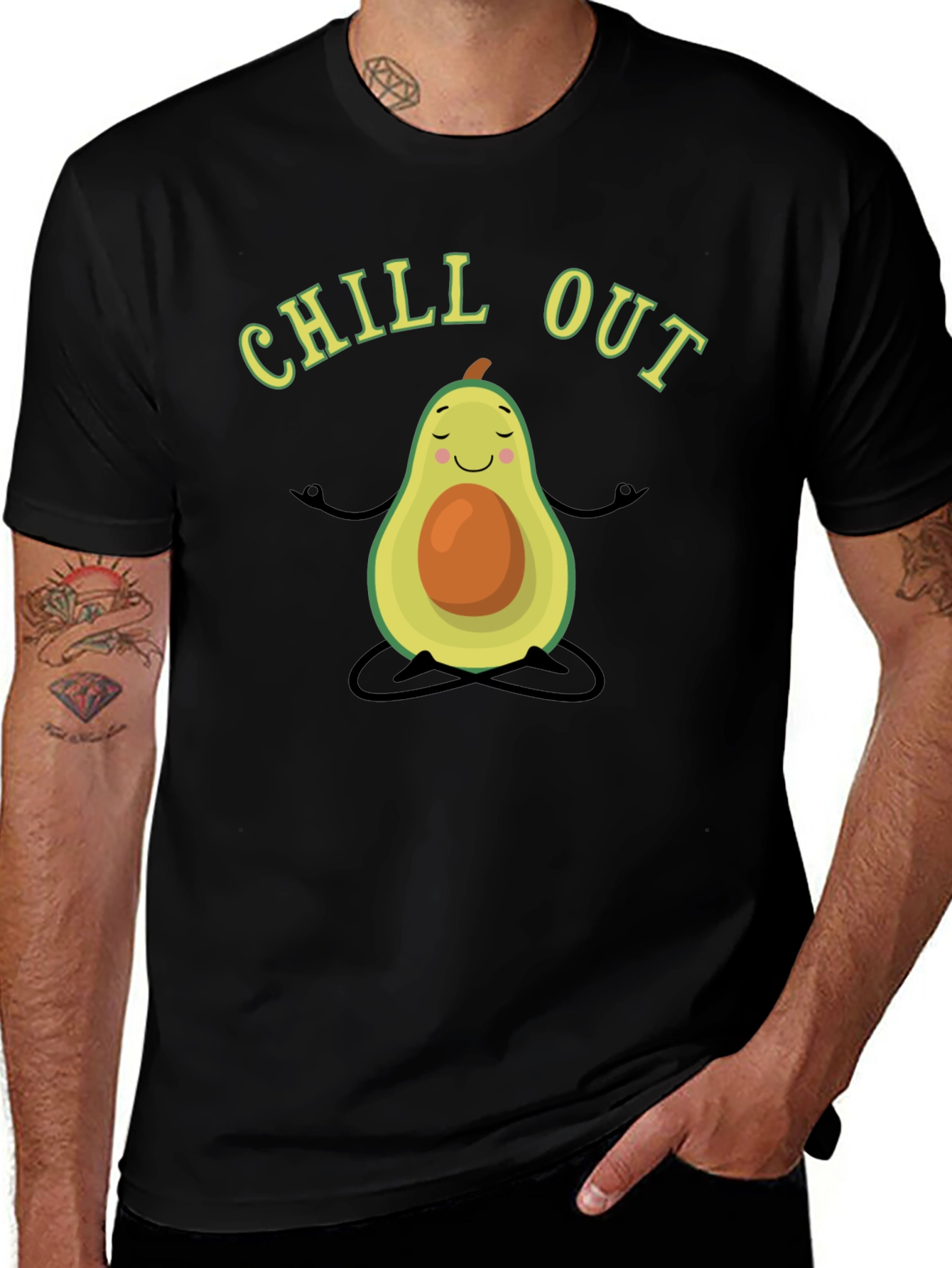 Chill Out Avocado Meditation T-Shirt - Black