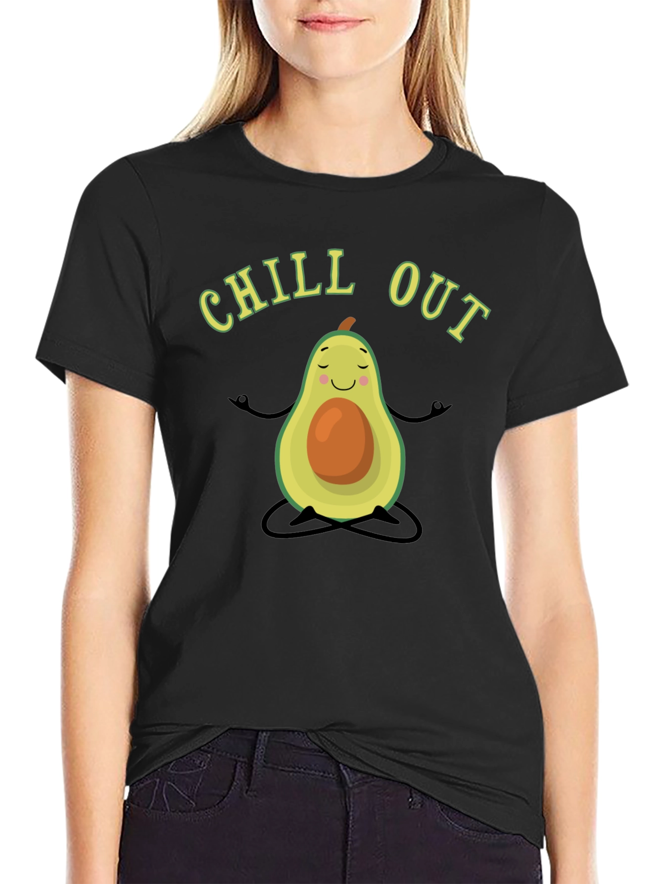 Chill Out Avocado Meditation T-Shirt - Black