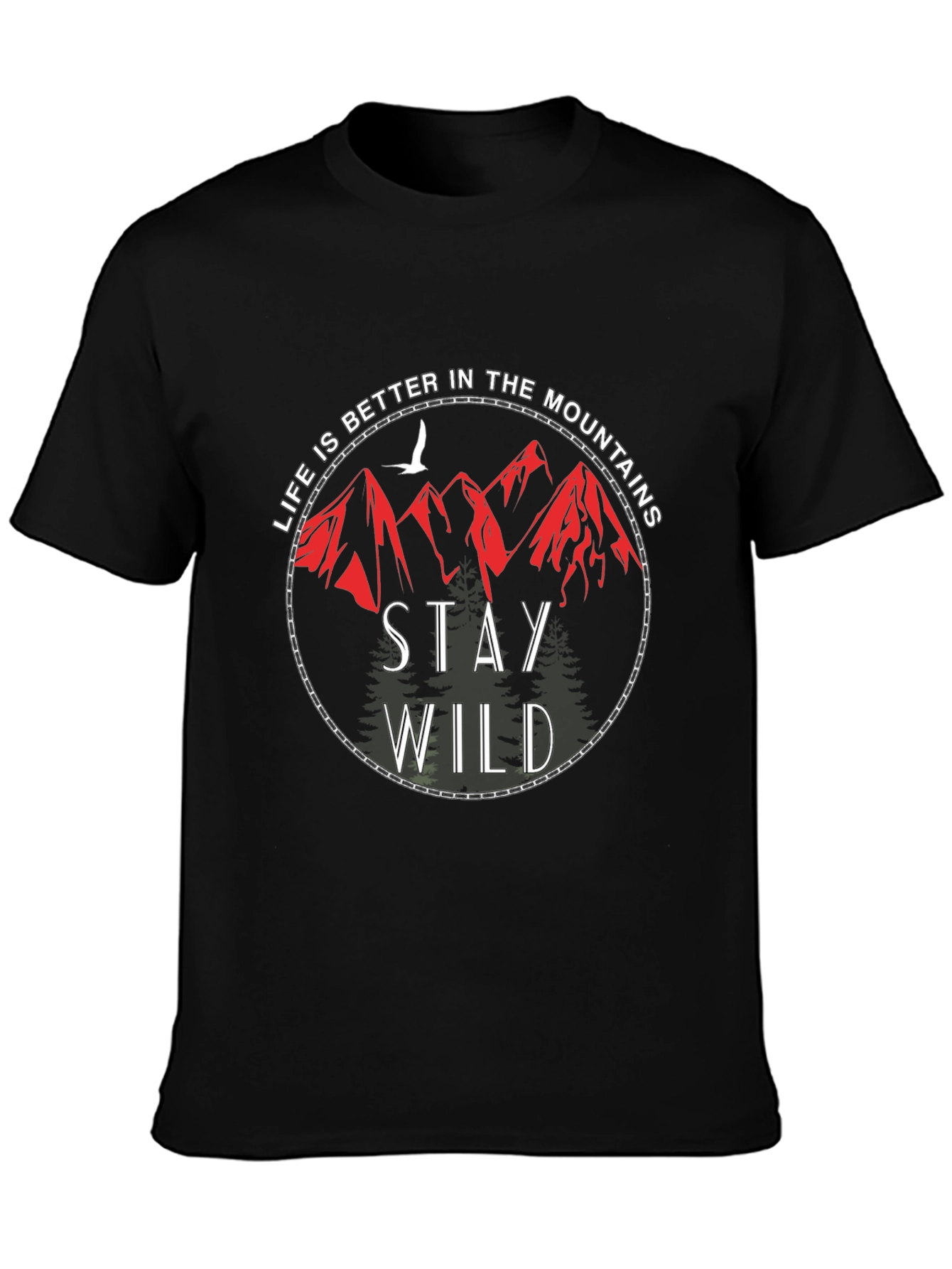 Stay Wild Mountain Graphic Tee - Black