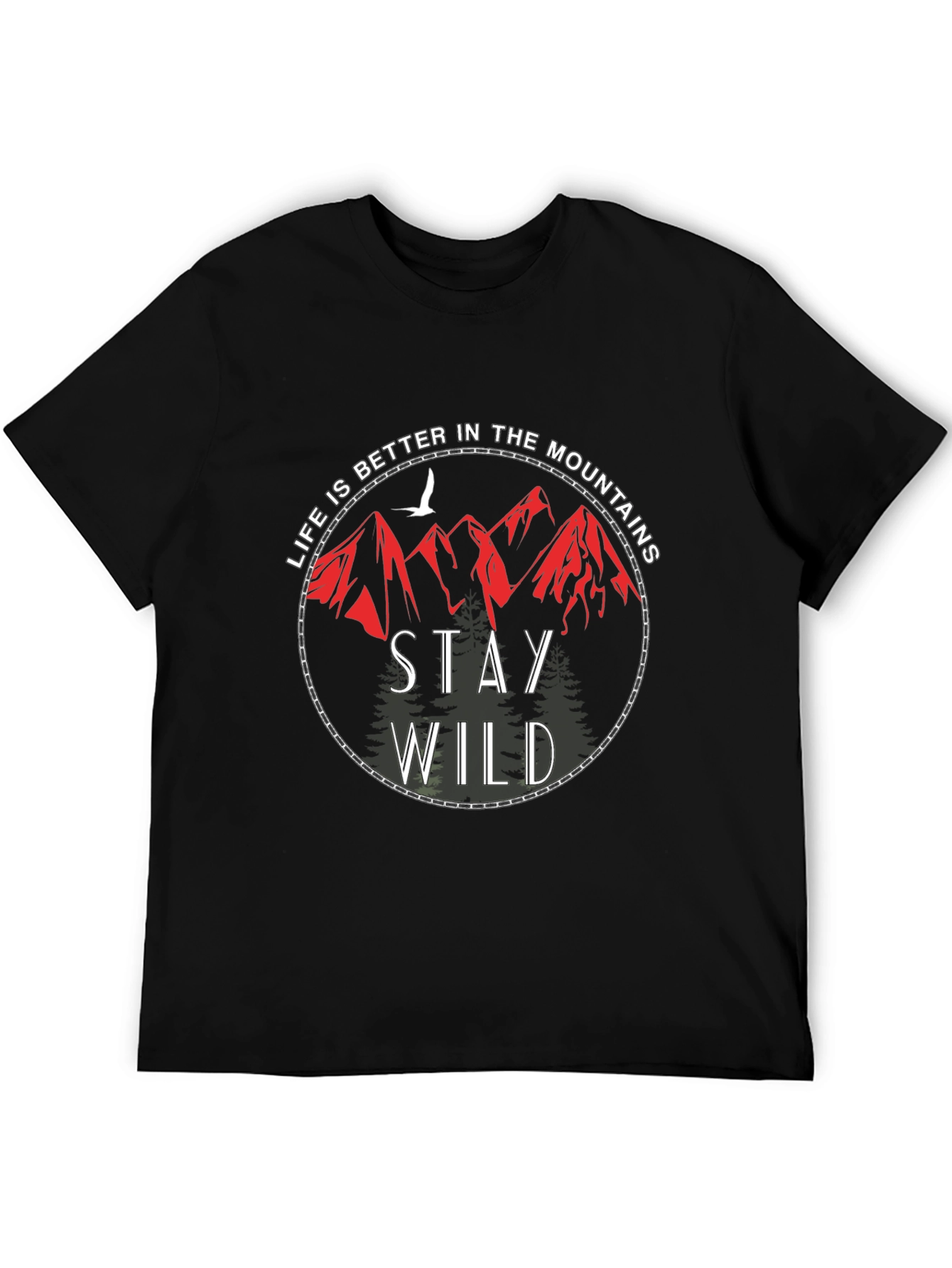 Stay Wild Mountain Graphic Tee - Black