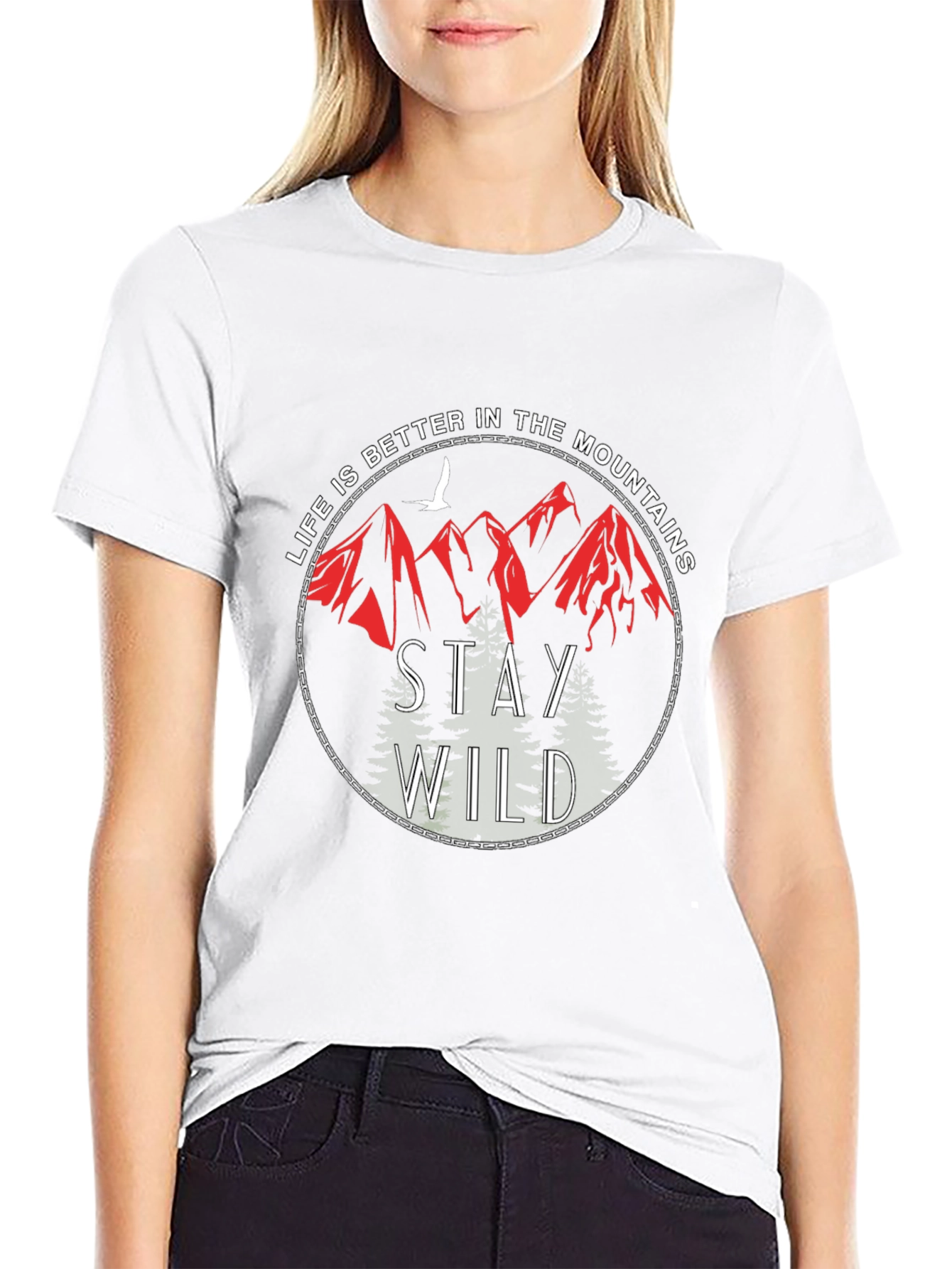 Stay Wild Mountain Graphic Tee - Black
