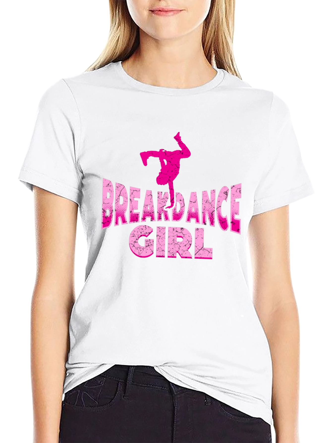 Breakdance Girl Graphic Tee - Black Cotton Shirt