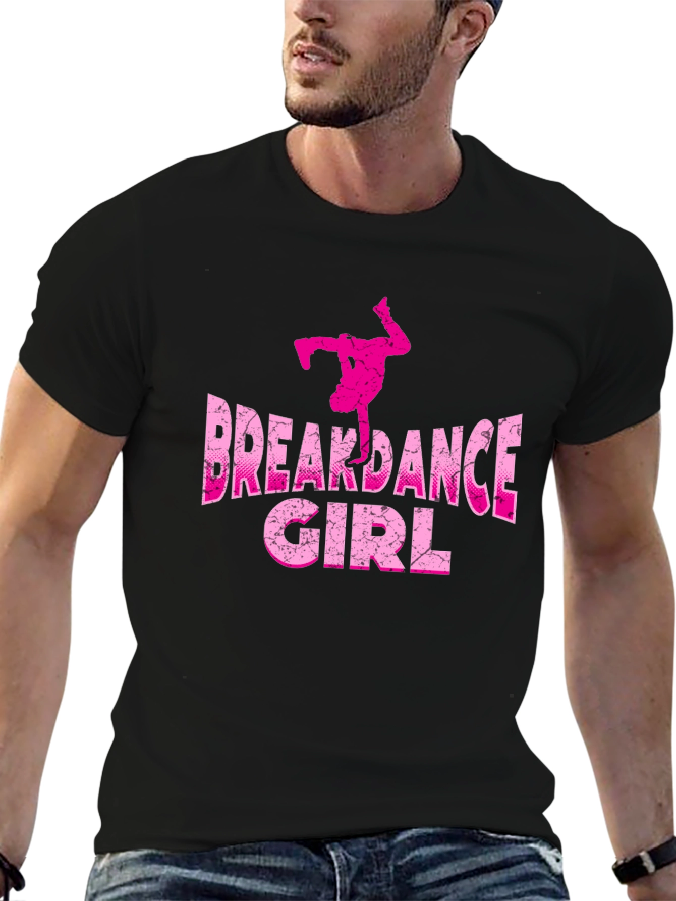 Breakdance Girl Graphic Tee - Black Cotton Shirt