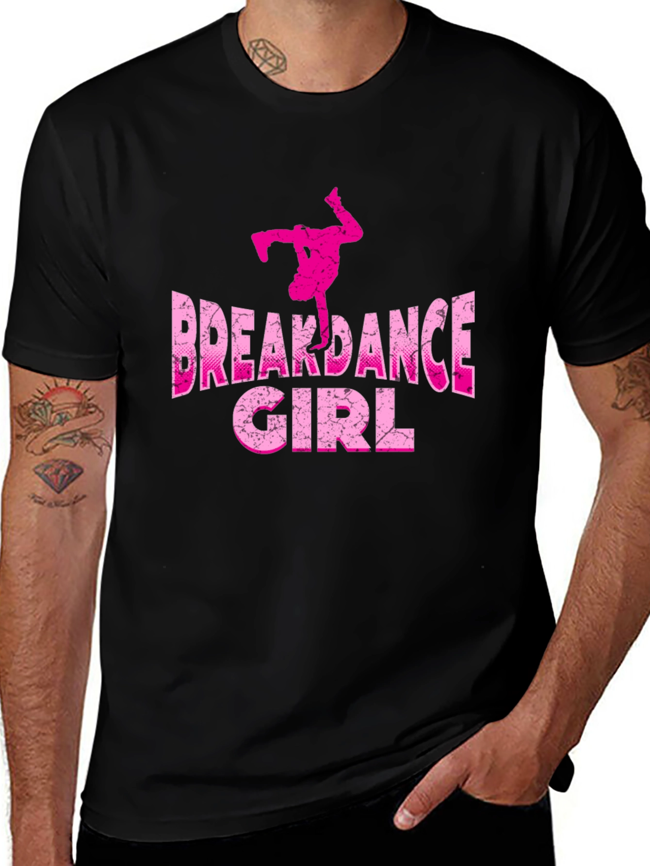 Breakdance Girl Graphic Tee - Black Cotton Shirt