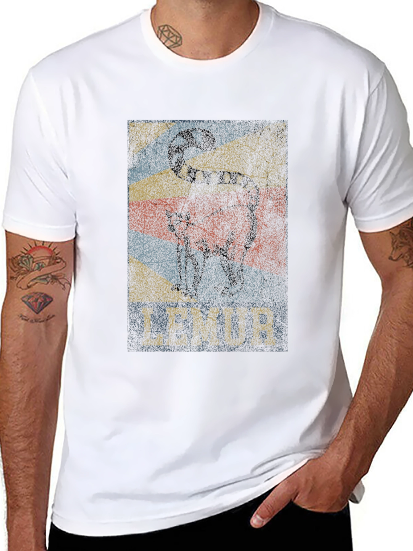 Lemur Graphic Print Black T-Shirt